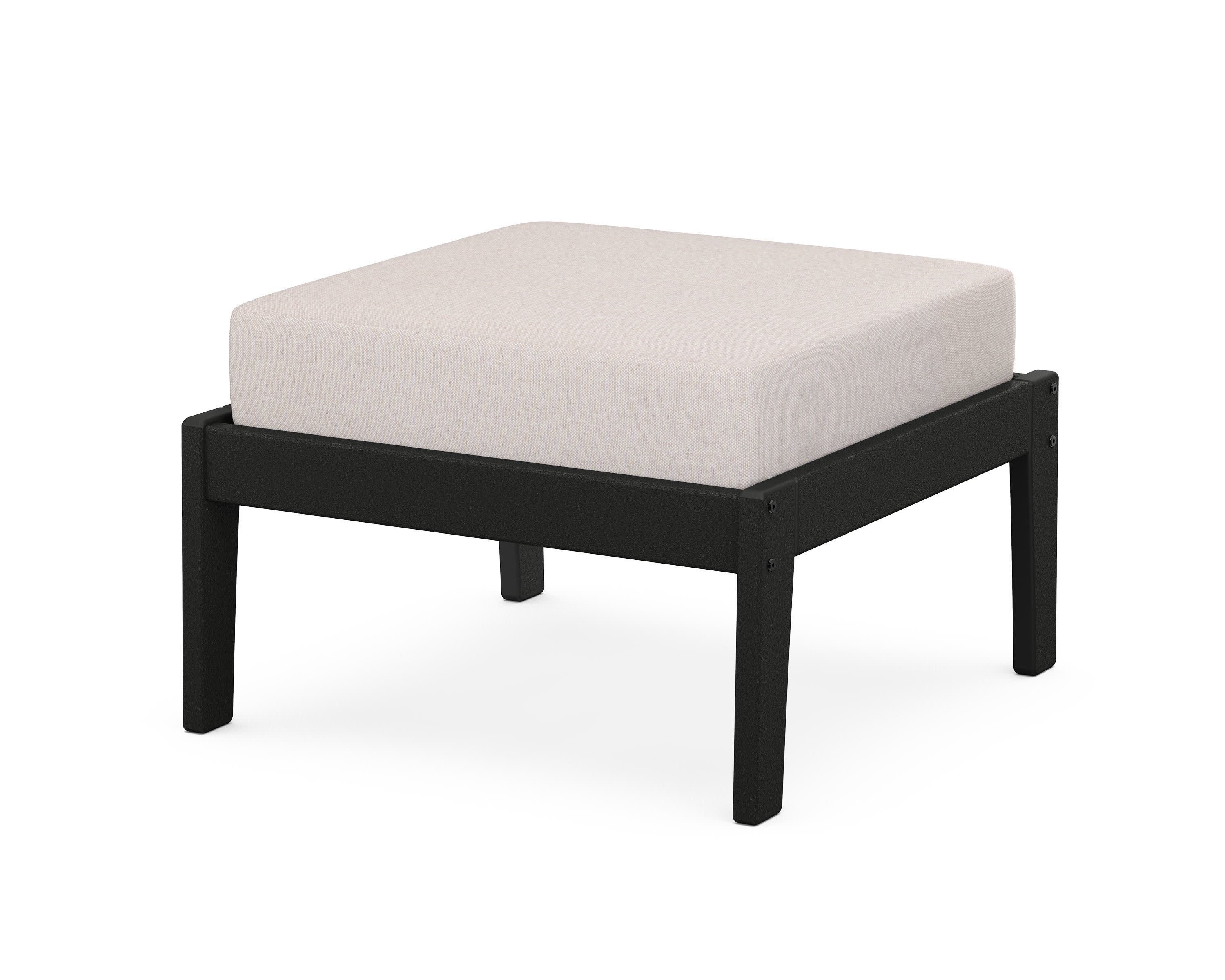 Deep Seating Ottoman in Black / Dune Burlap