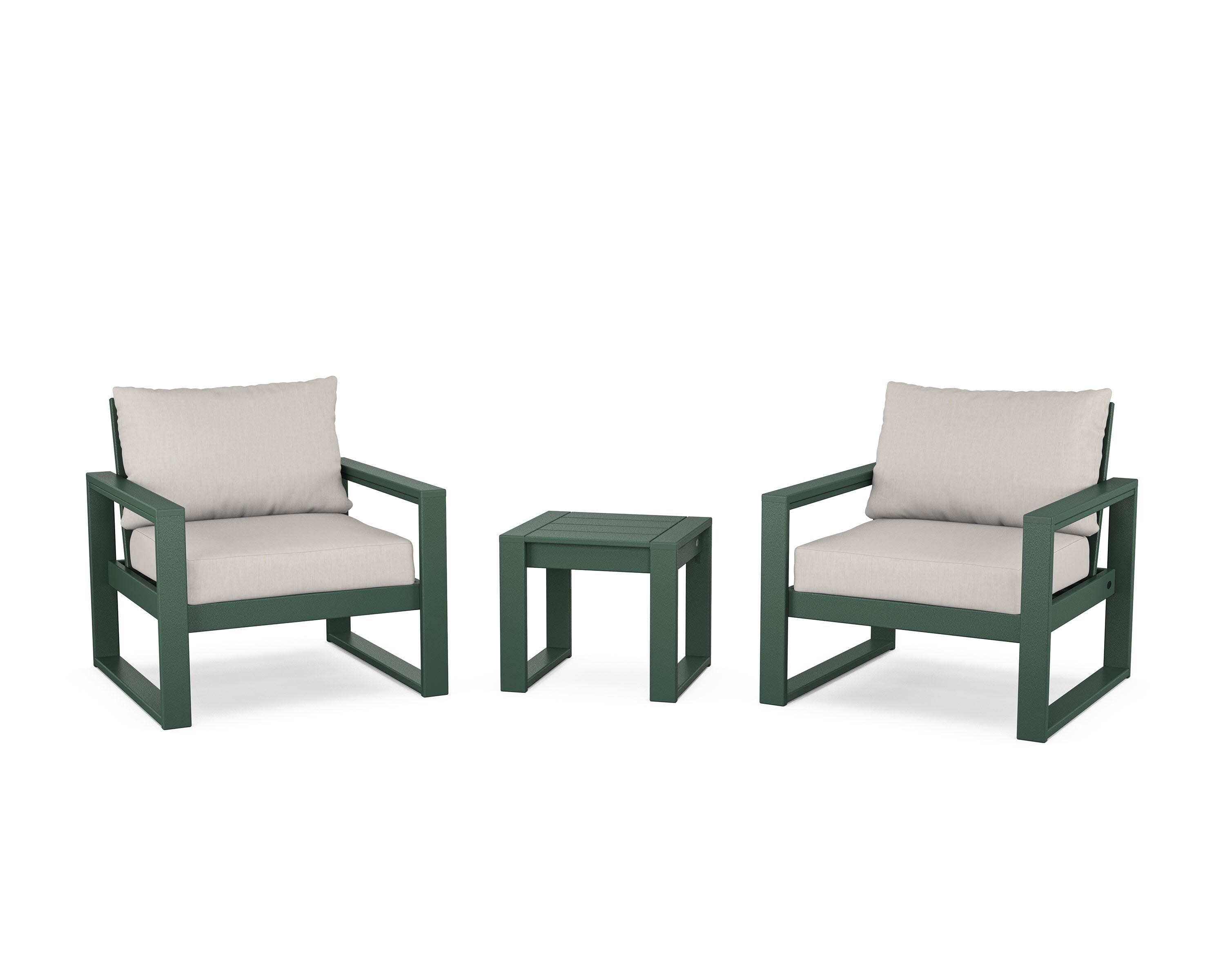 EDGE Sectional 3-Piece Deep Seating Set in Green / Cast Ash
