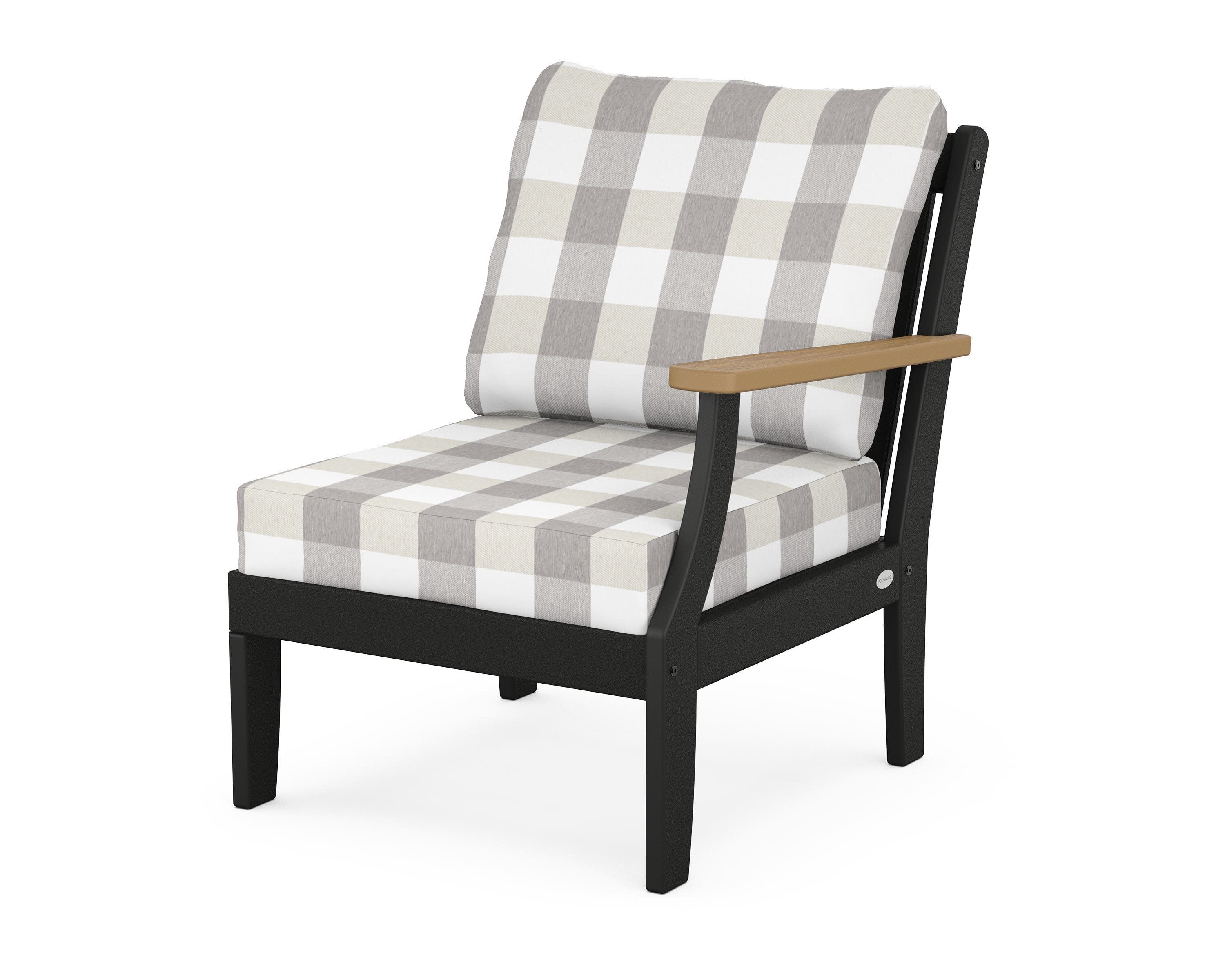 Braxton Modular Right Arm Chair in Black / Natural / Buffalo Plaid Grey Mist