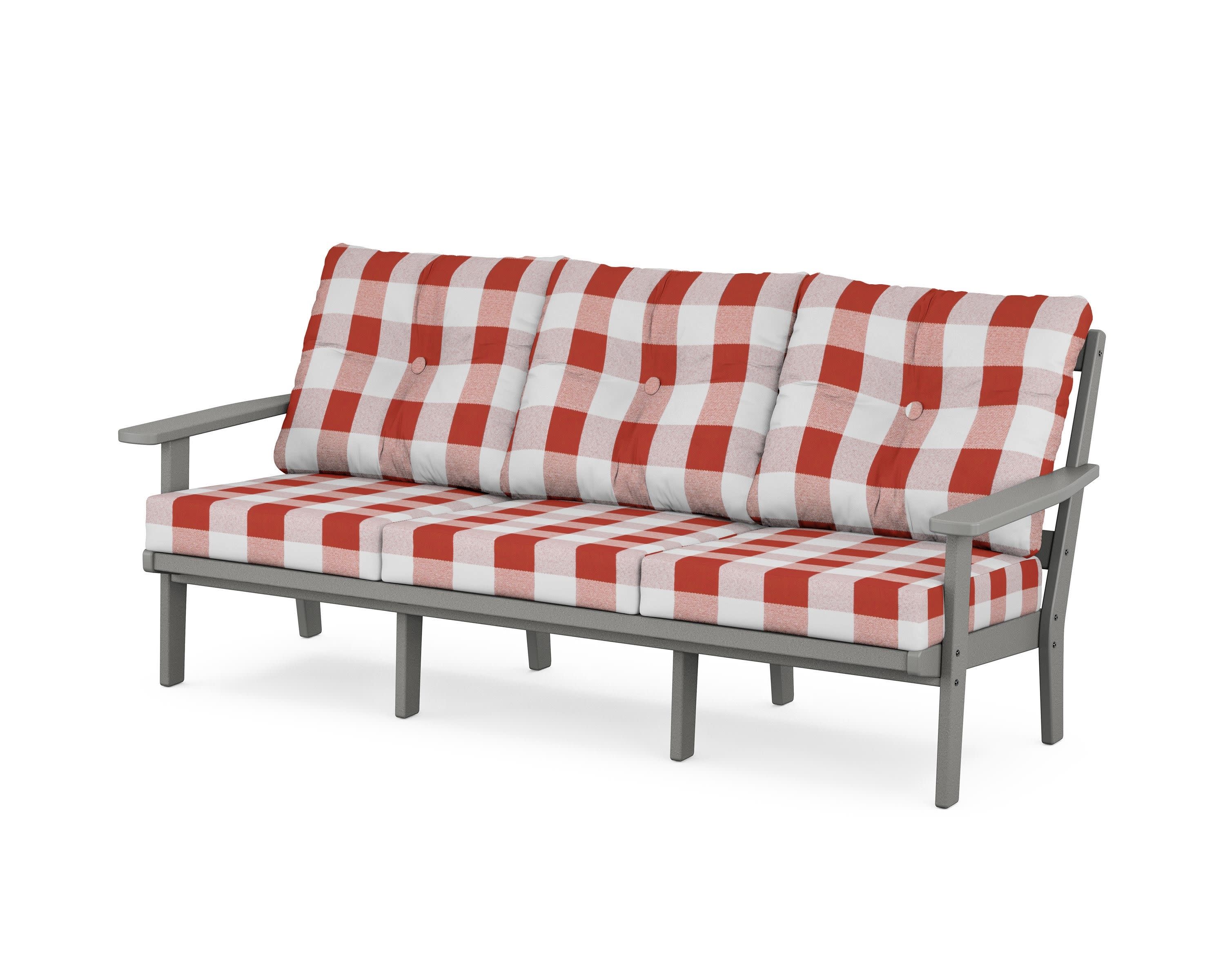Oxford Deep Seating Sofa in Slate Grey / Buffalo Plaid Crimson