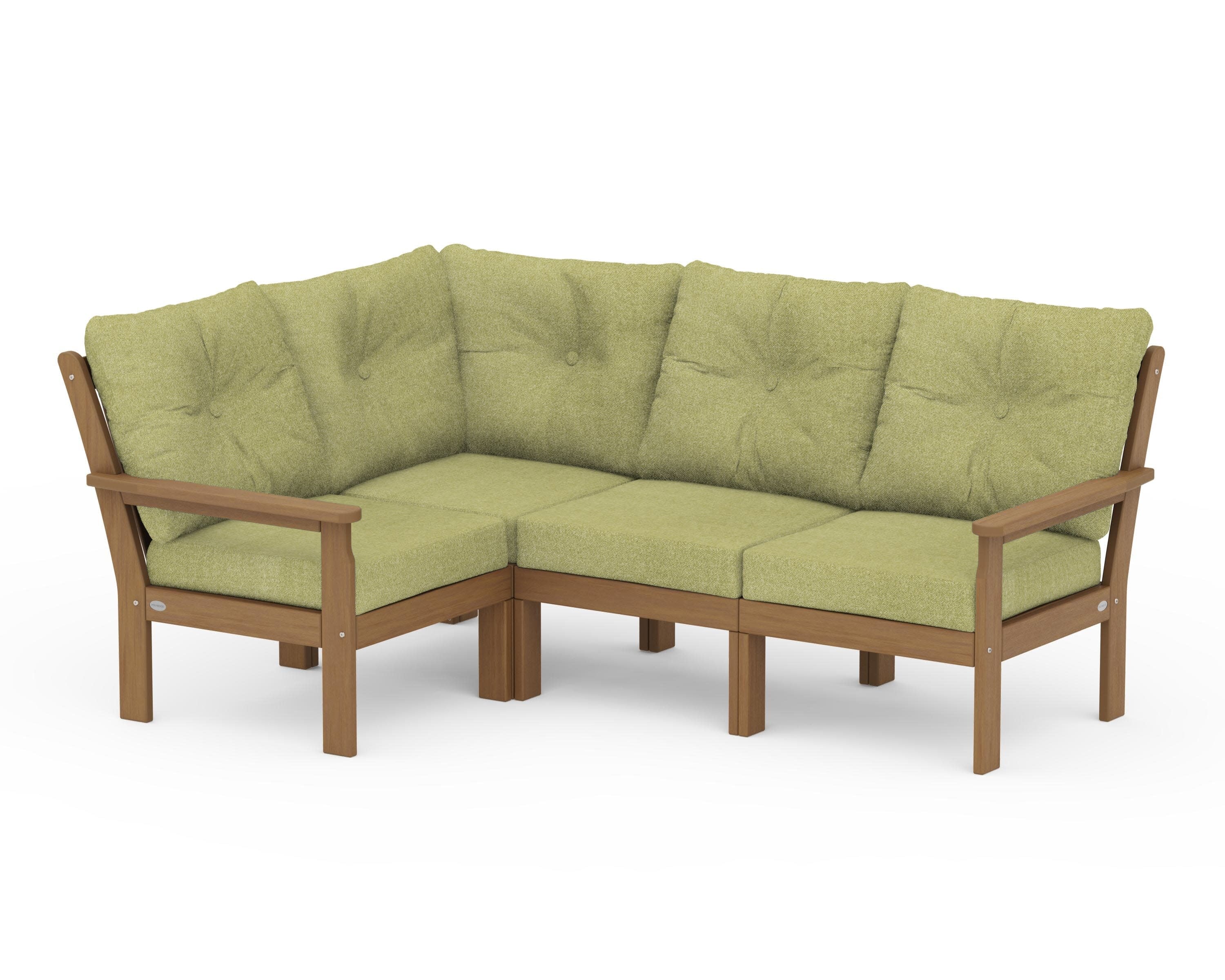 Vineyard 4-Piece Sectional in Natural / Chartreuse Boucle