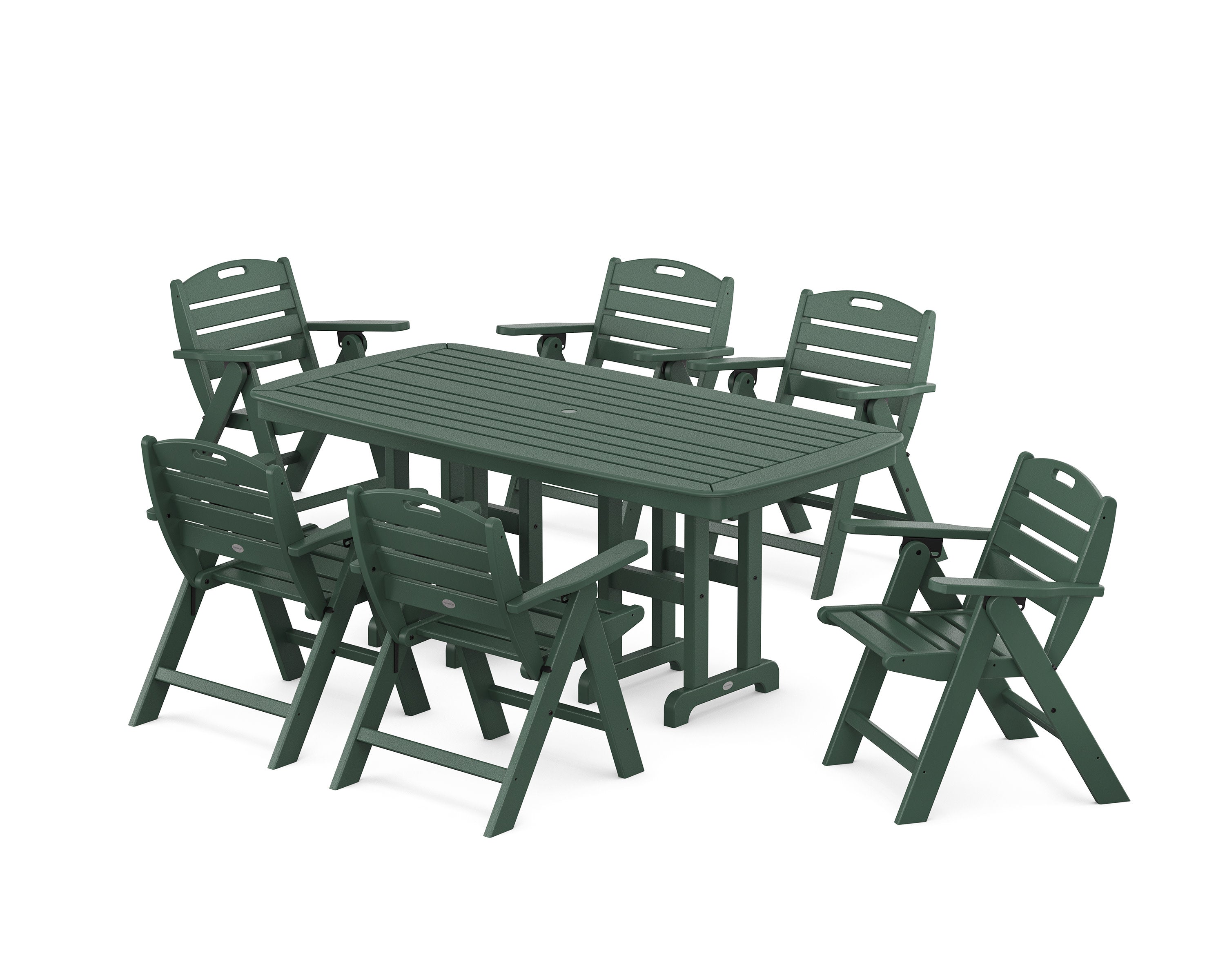 Nautical Lowback 7-Piece Dining Set in Green