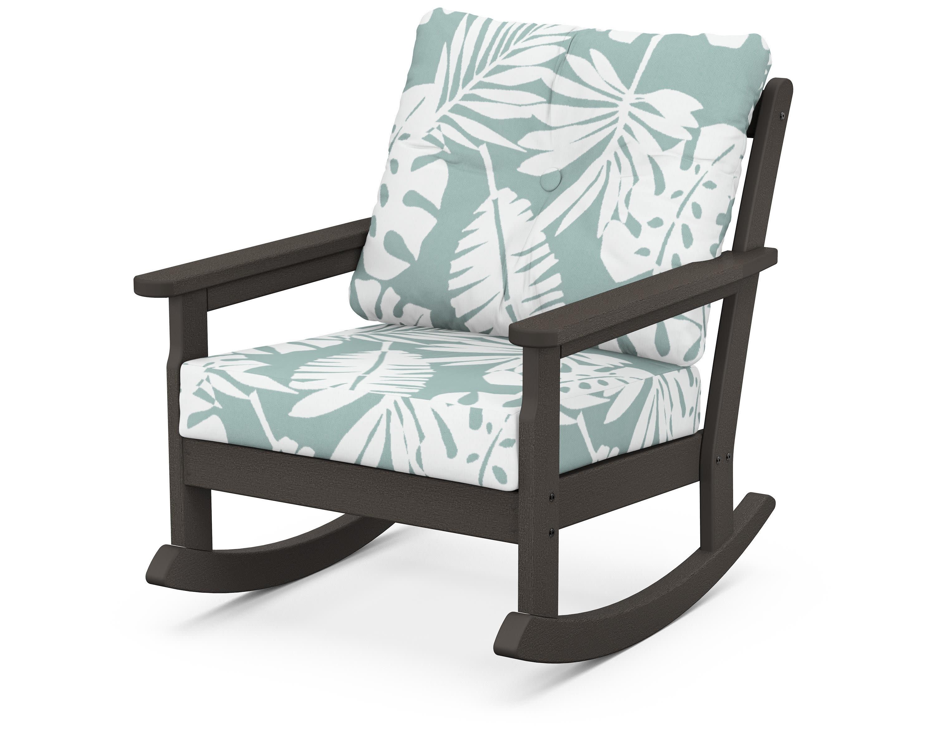 Vineyard Deep Seating Rocking Chair in Vintage Coffee / Leaf Glacier Spa