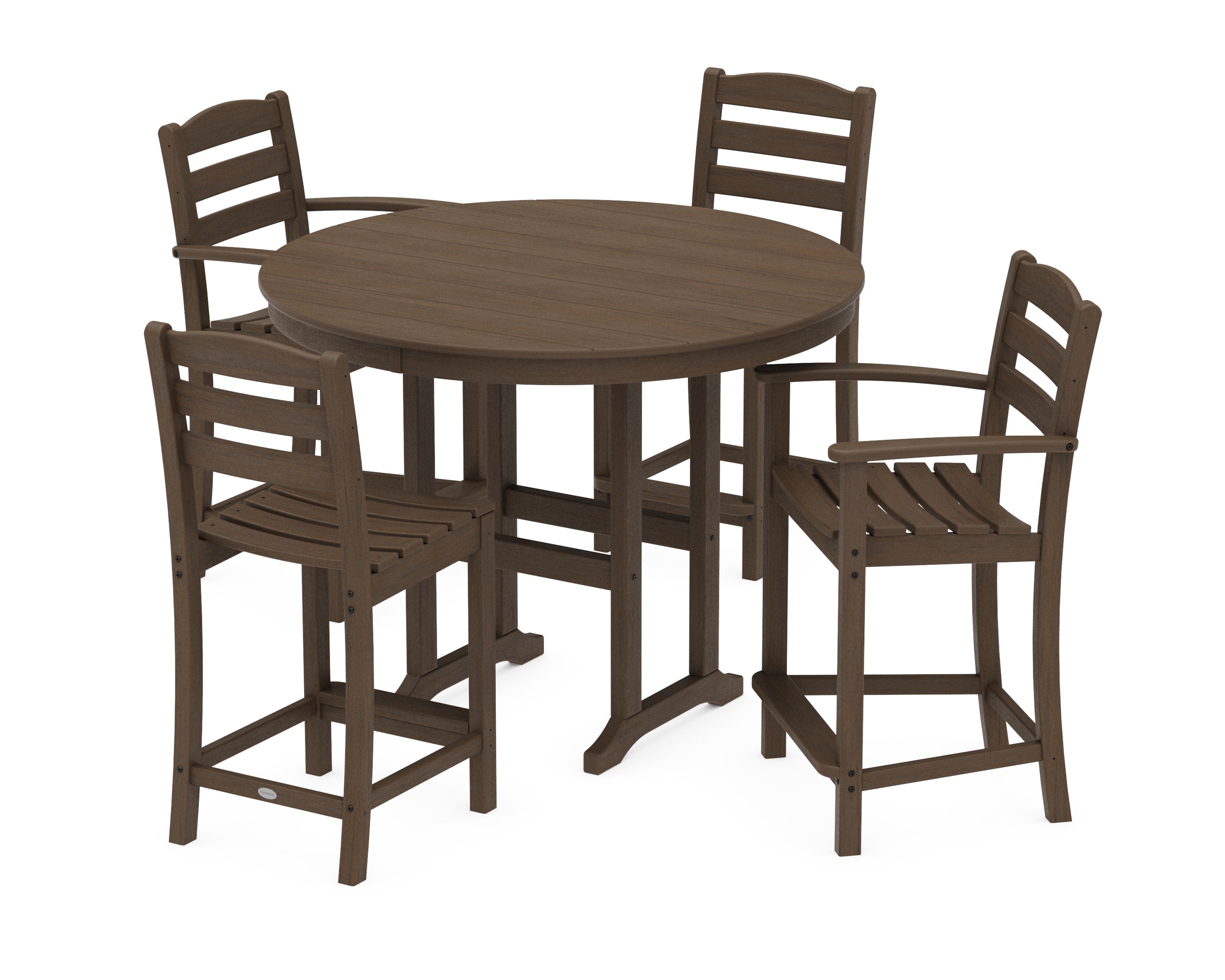 La Casa Caf 5-Piece Round Farmhouse Counter Dining Set in Kona