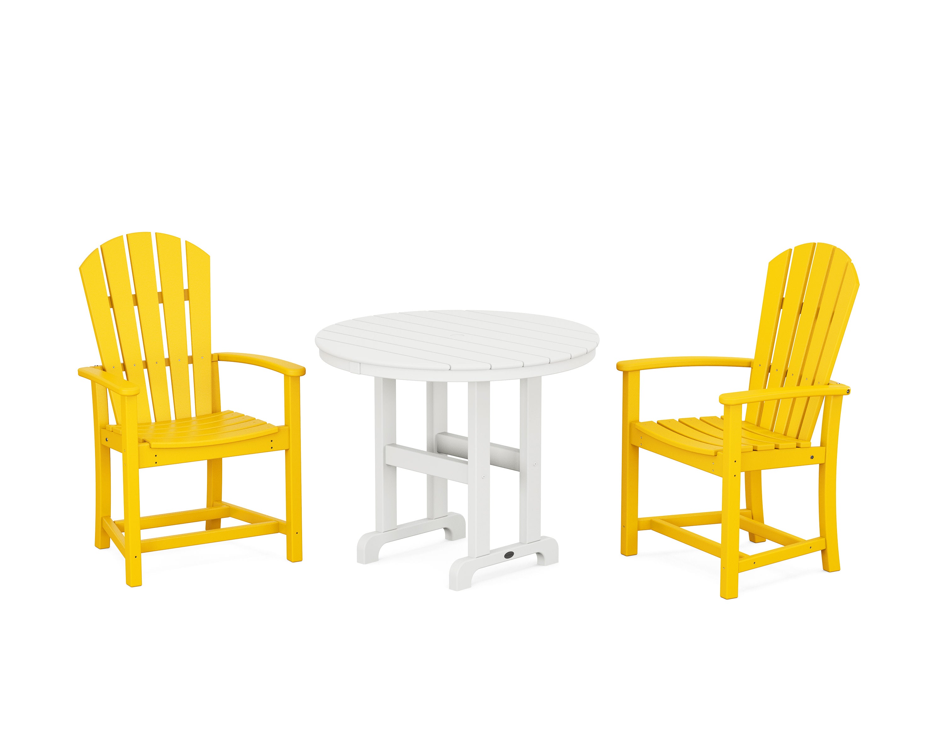 Palm Coast 3-Piece Round Farmhouse Dining Set in Lemon / White