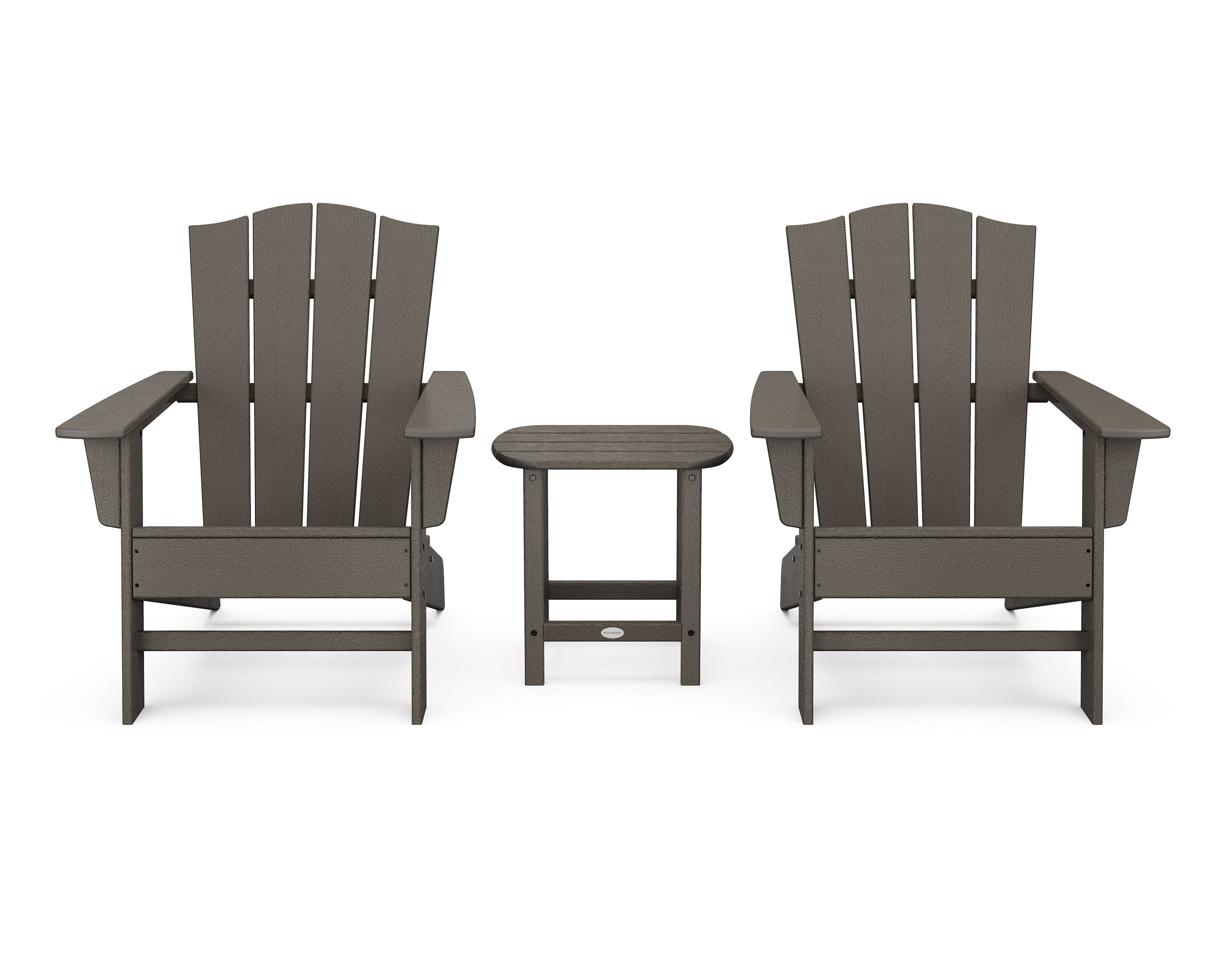 Wave 3-Piece Adirondack Chair Set with The Crest Chairs in Vintage Coffee