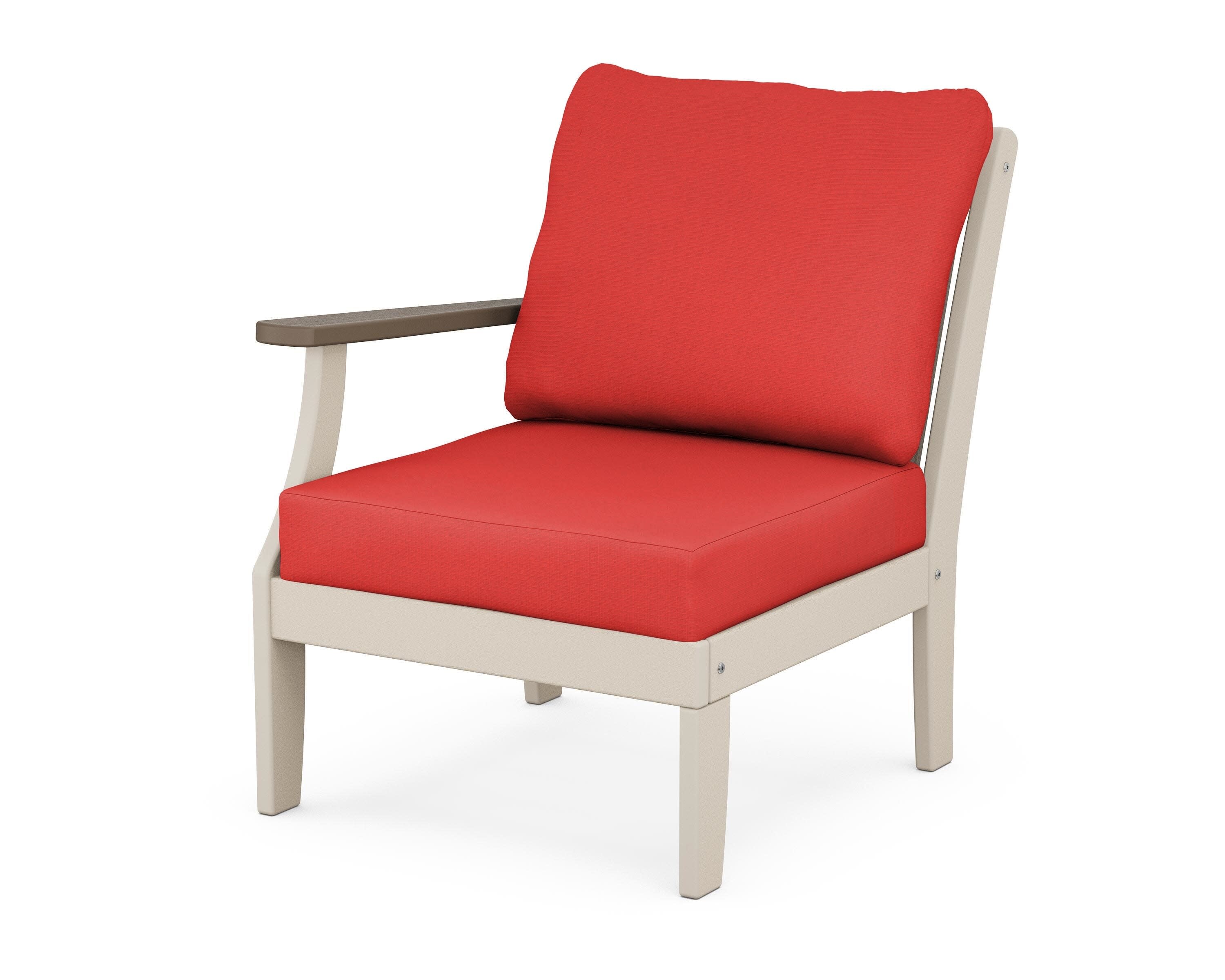 Braxton Modular Left Arm Chair in Sand / Kona / Crimson Linen