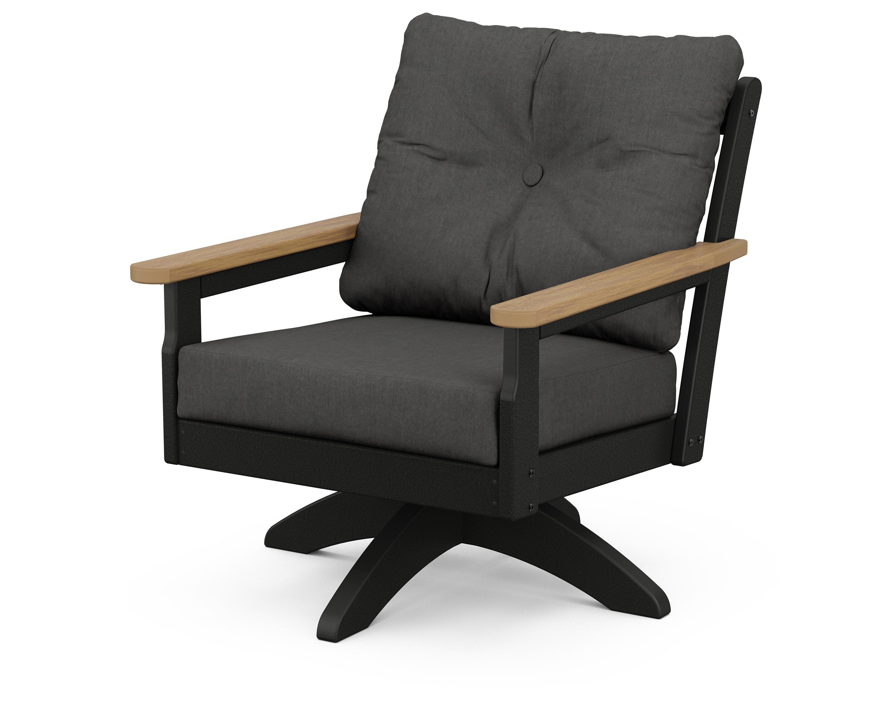 Vineyard Deep Seating Swivel Chair in Black / Natural / Spectrum Carbon