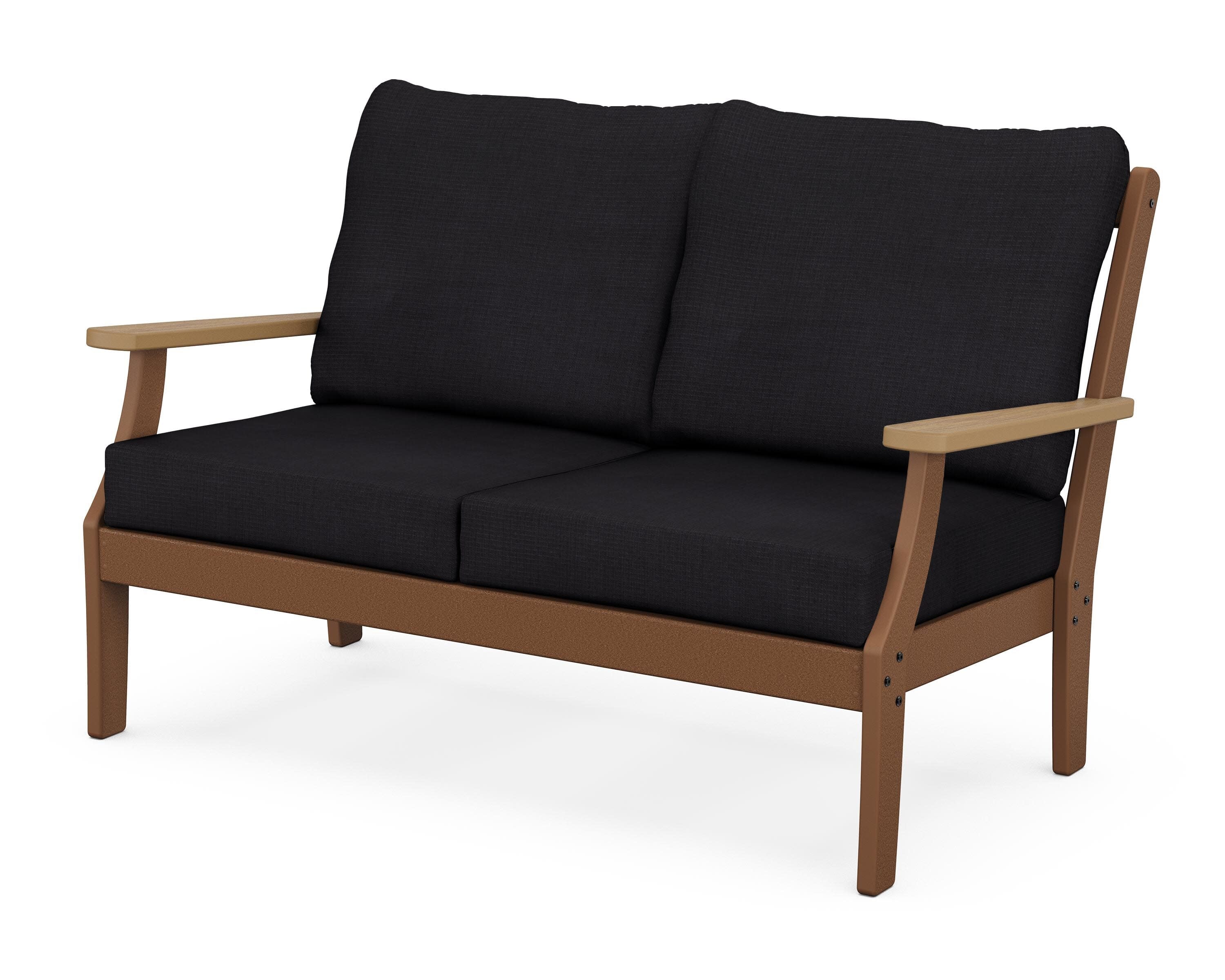 Braxton Deep Seating Loveseat in Teak / Natural / Midnight Linen