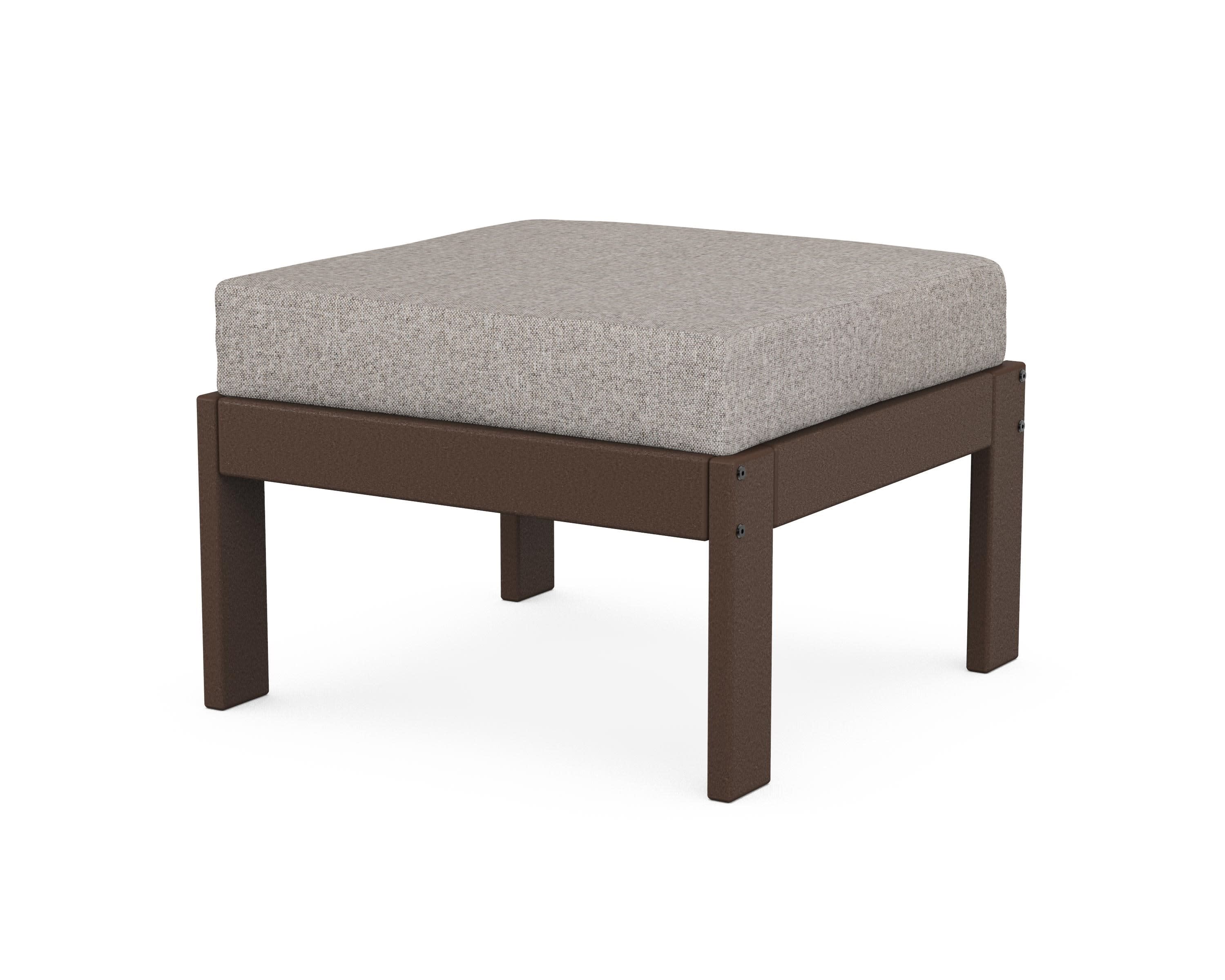 Vineyard Modular Ottoman in Mahogany / Weathered Tweed