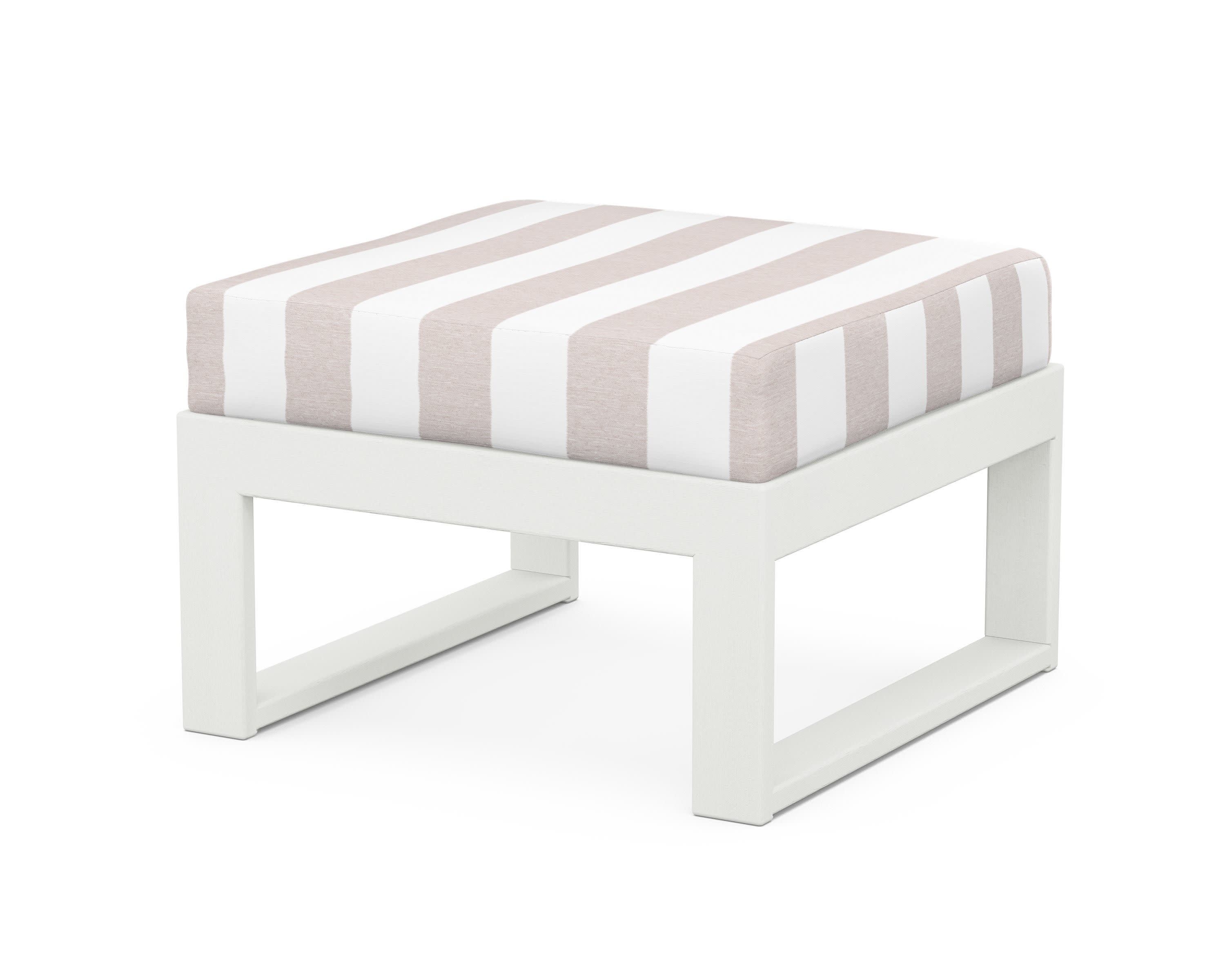 Modular Ottoman - Modern in Vintage White / Cabana Stripe Dune Burlap
