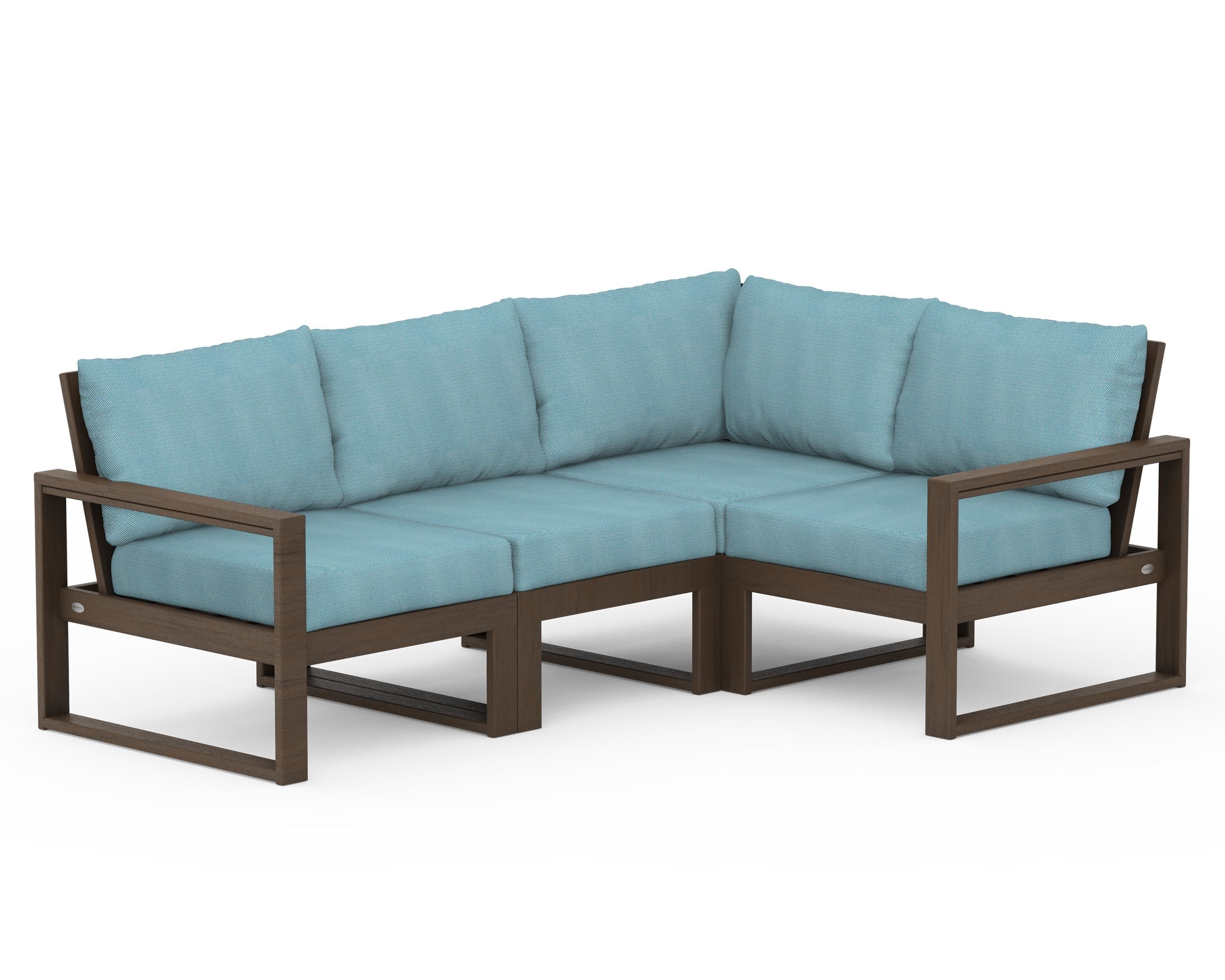 EDGE 4-Piece Modular Deep Seating Set in Kona / Lattice Sky Blue