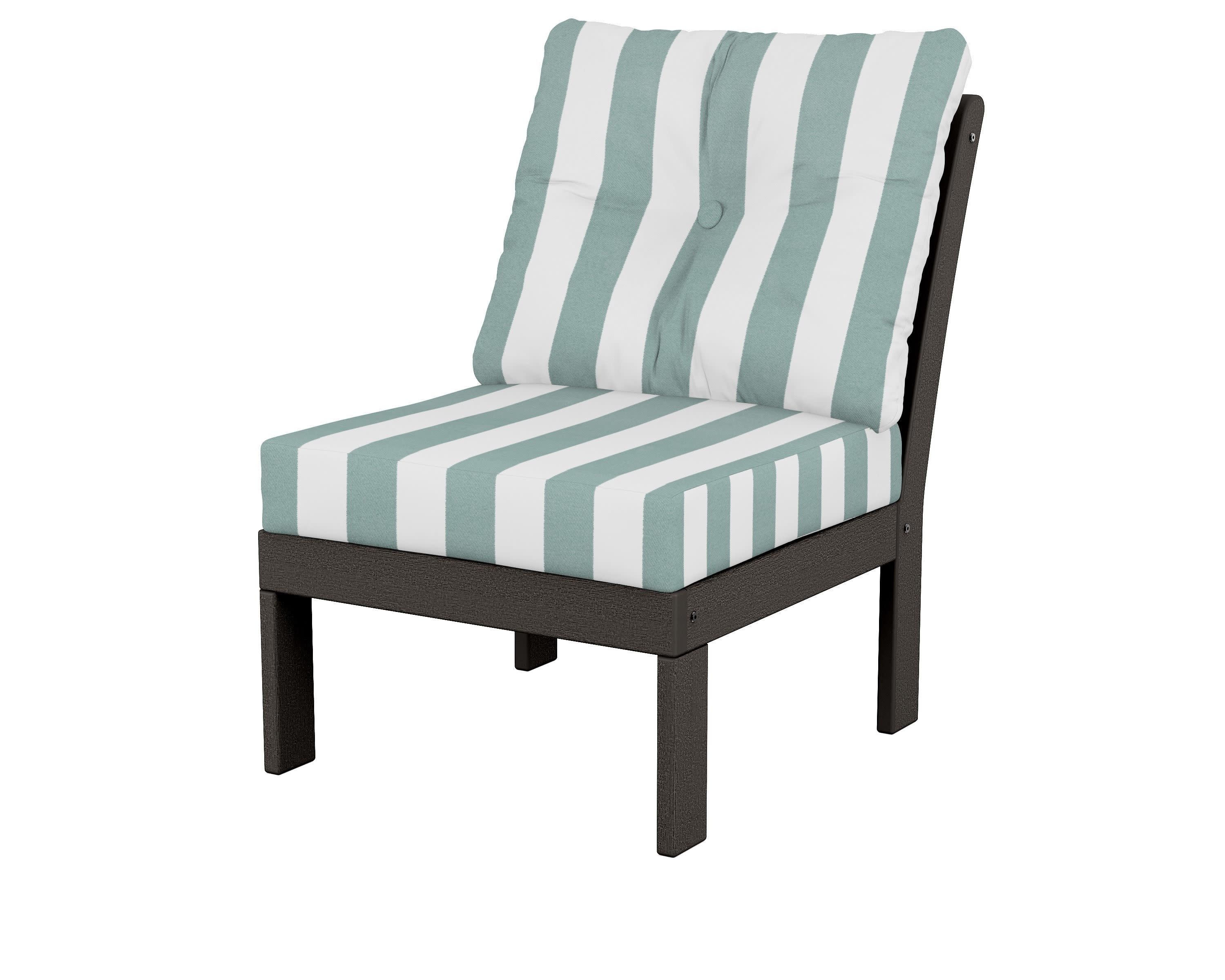 Vineyard Modular Armless Chair in Vintage Coffee / Cabana Stripe Glacier Spa