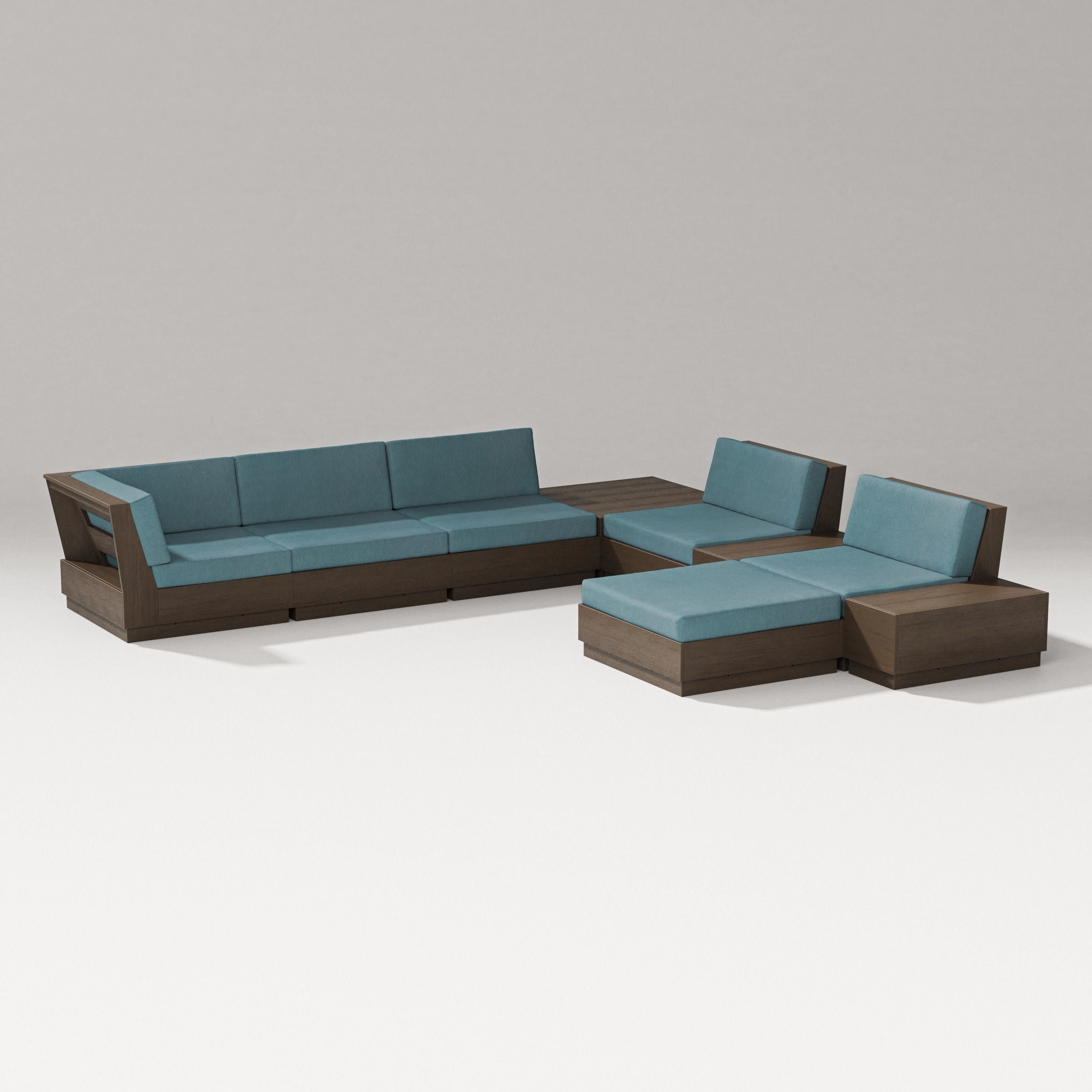 Elevate 9-Piece Conversation Sectional in Kona / Ocean Teal