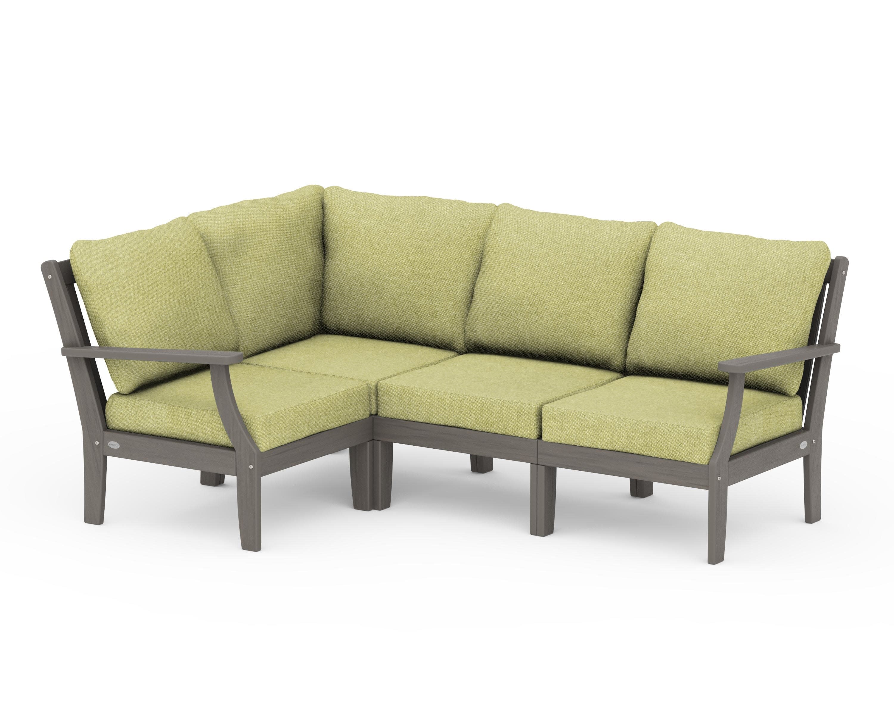 Braxton Modular 4-Piece Deep Seating Set in Driftwood / Chartreuse Boucle