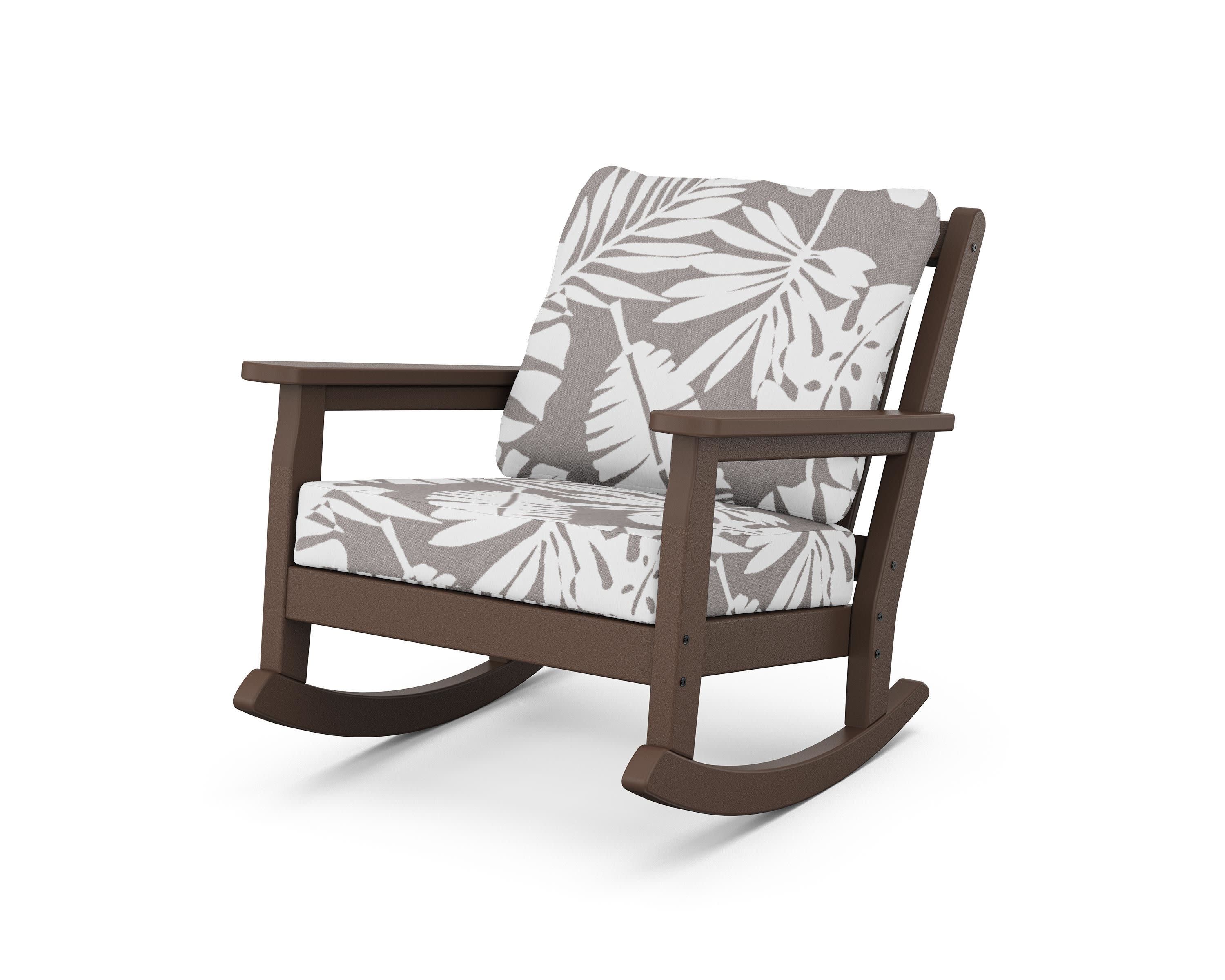 Chippendale Deep Seating Rocking Chair in Mahogany / Leaf Grey Mist