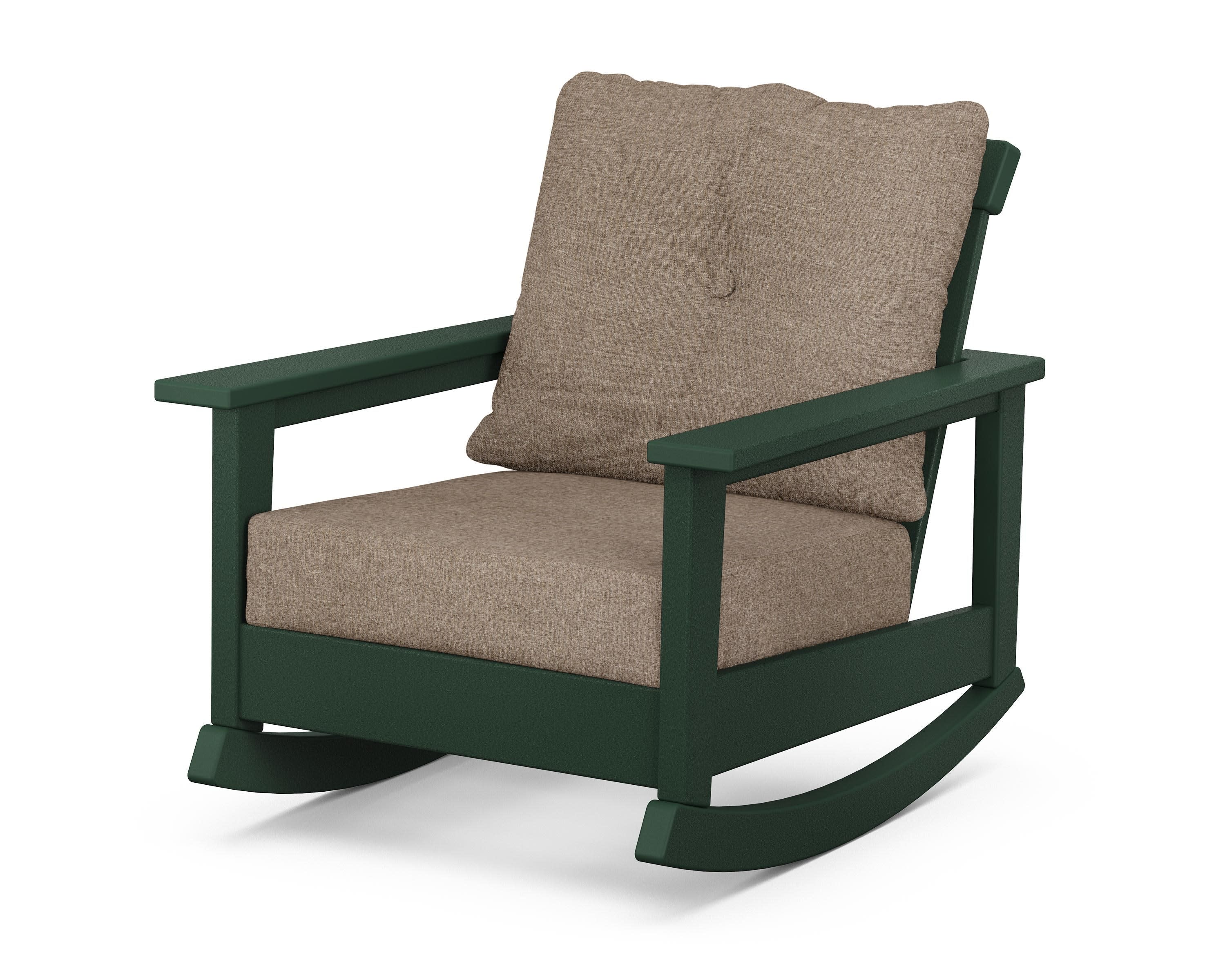 Prescott Deep Seating Rocking Chair in Green / Spiced Burlap