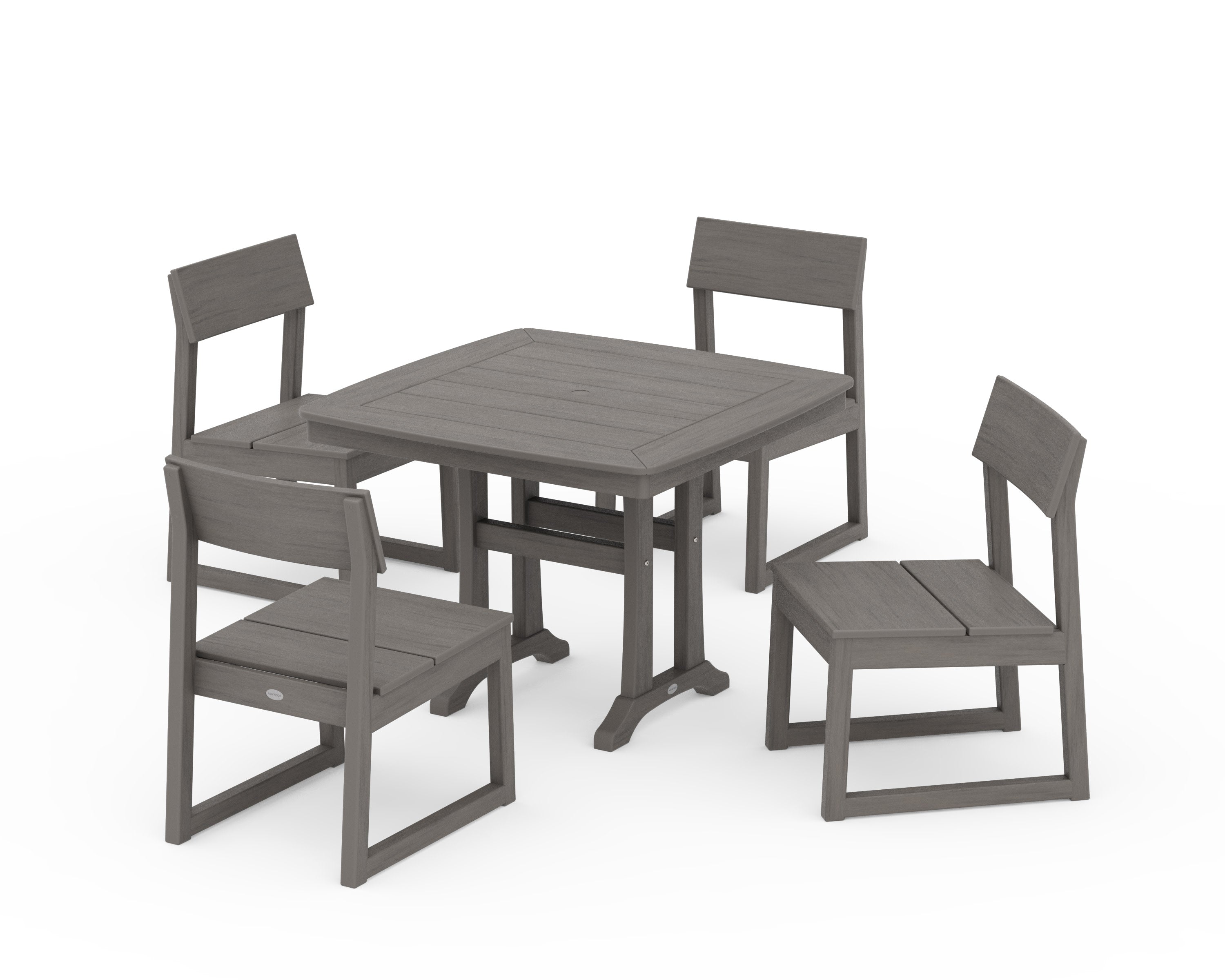 EDGE Side Chair 5-Piece Dining Set with Trestle Legs in Driftwood