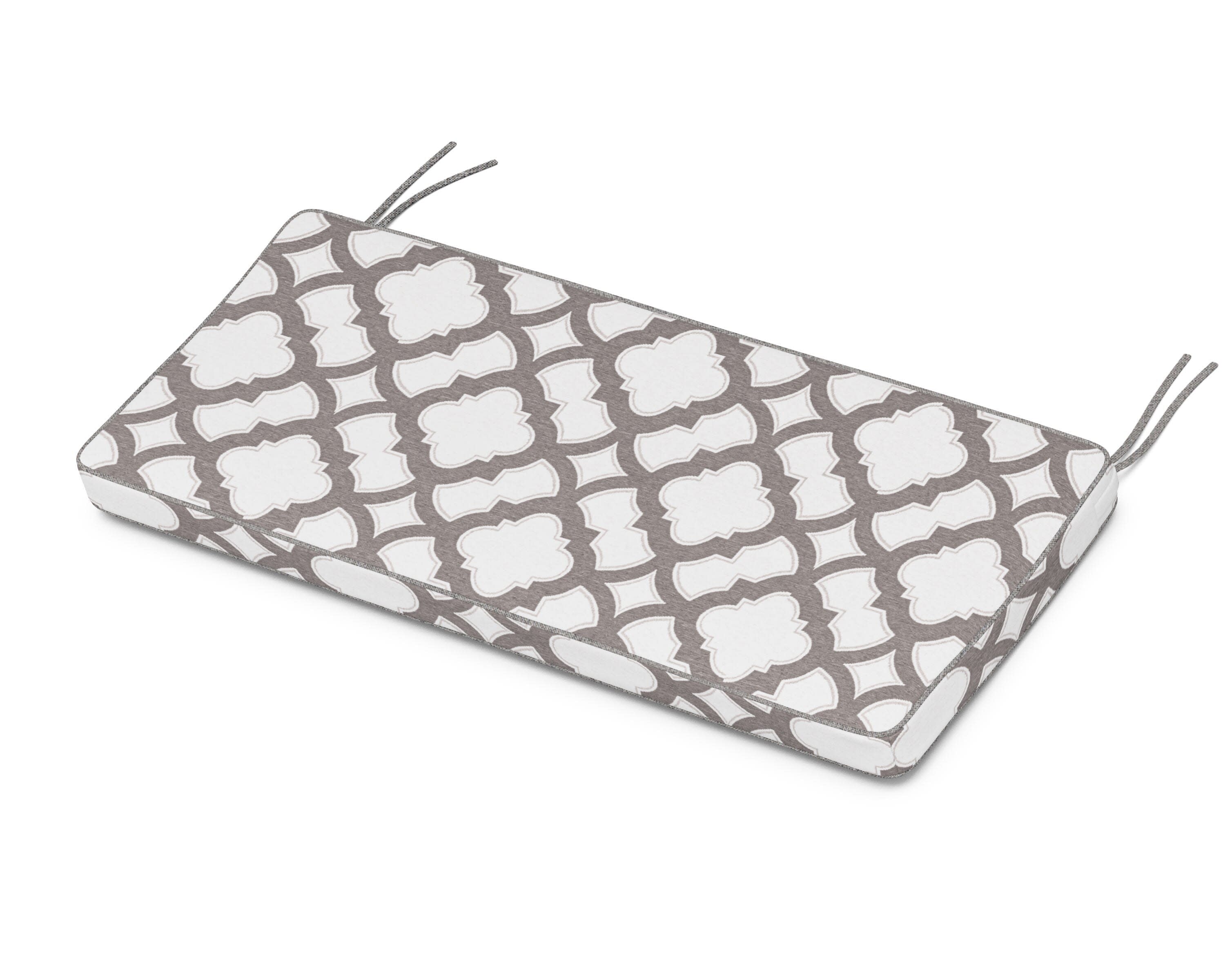 Chinoiserie Bench Seat Cushion in Trellis Grey Mist