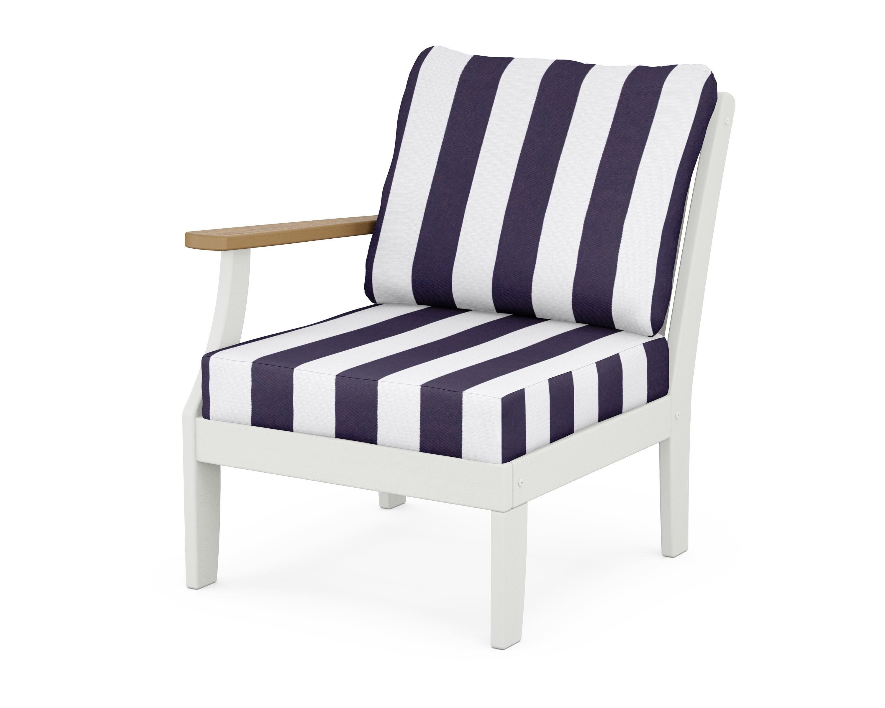 Braxton Modular Left Arm Chair in White / Natural / Cabana Stripe Navy
