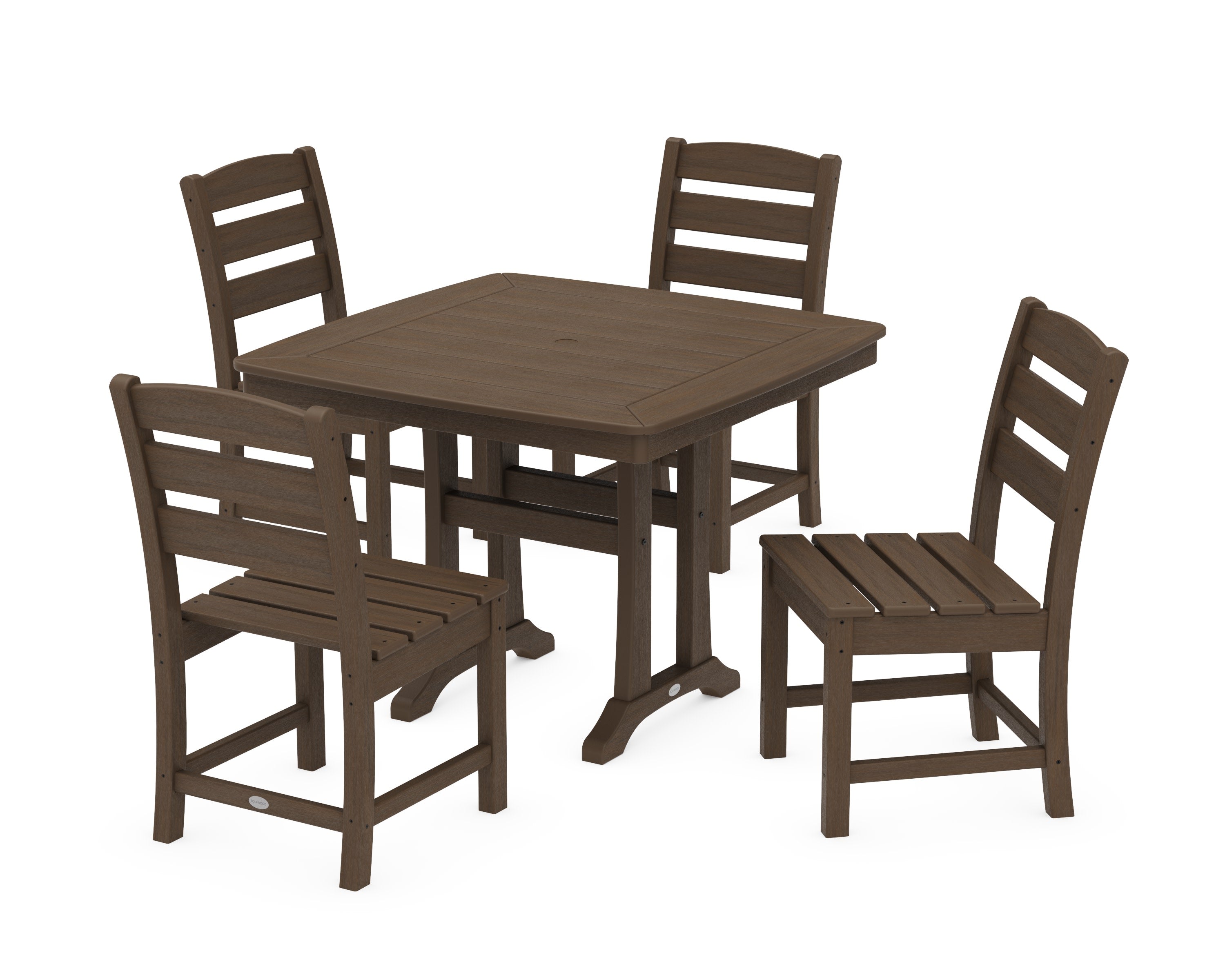 Lakeside Side Chair 5-Piece Dining Set with Trestle Legs in Kona