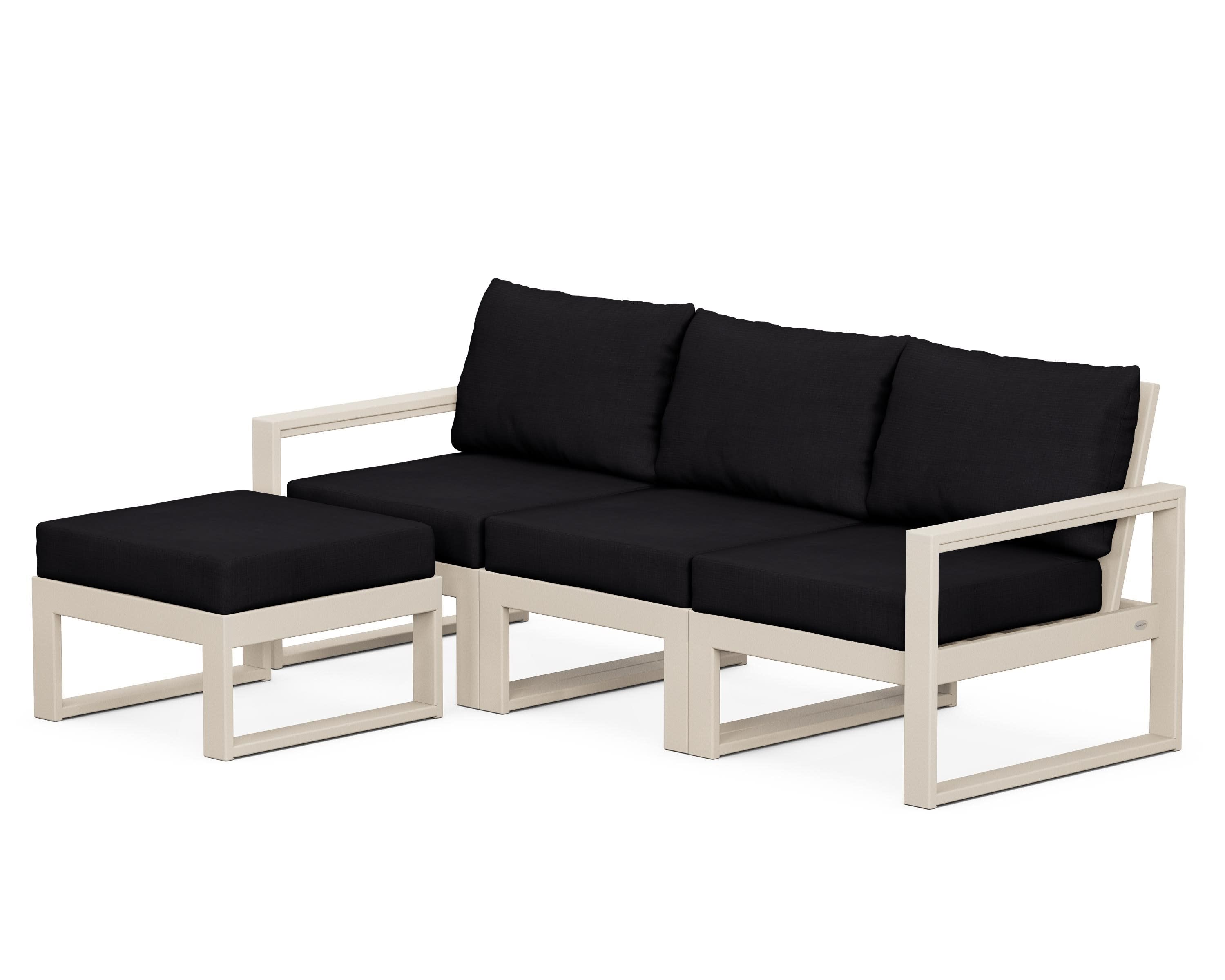 EDGE 4-Piece Modular Deep Seating Set with Ottoman in Sand / Midnight Linen