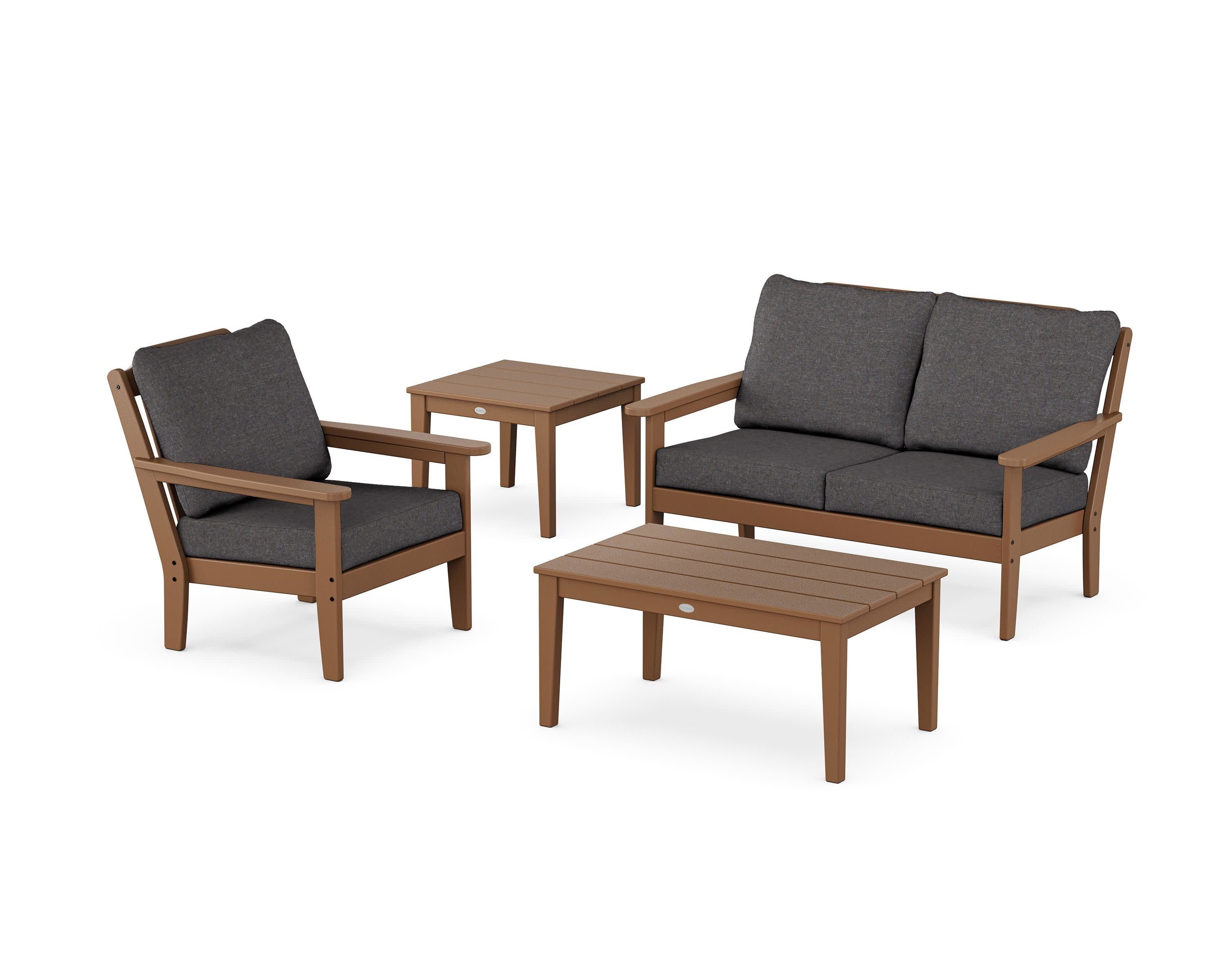 Wovendale 4-Piece Deep Seating Set in Teak / Ash Charcoal