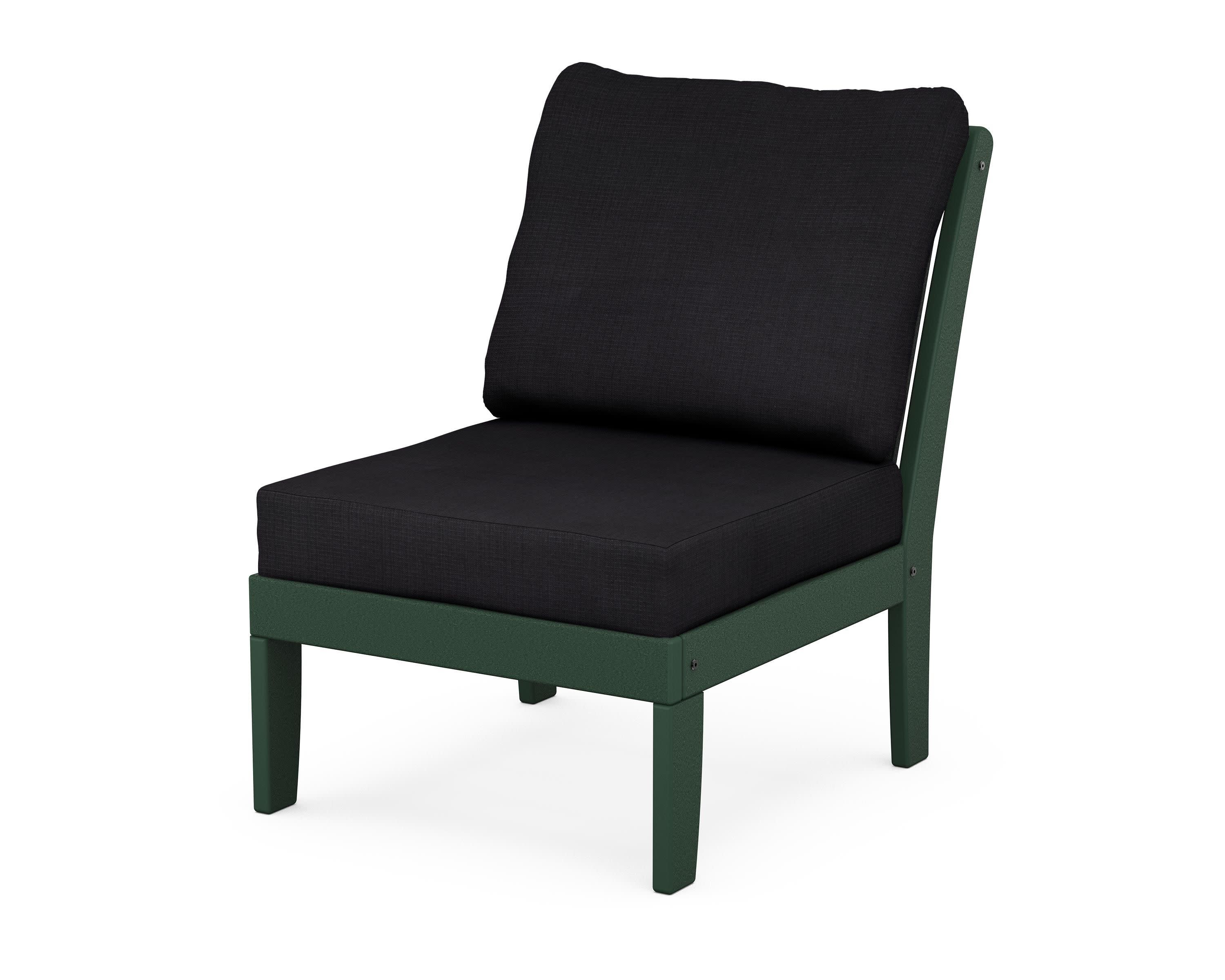Braxton Modular Armless Chair in Green / Midnight Linen