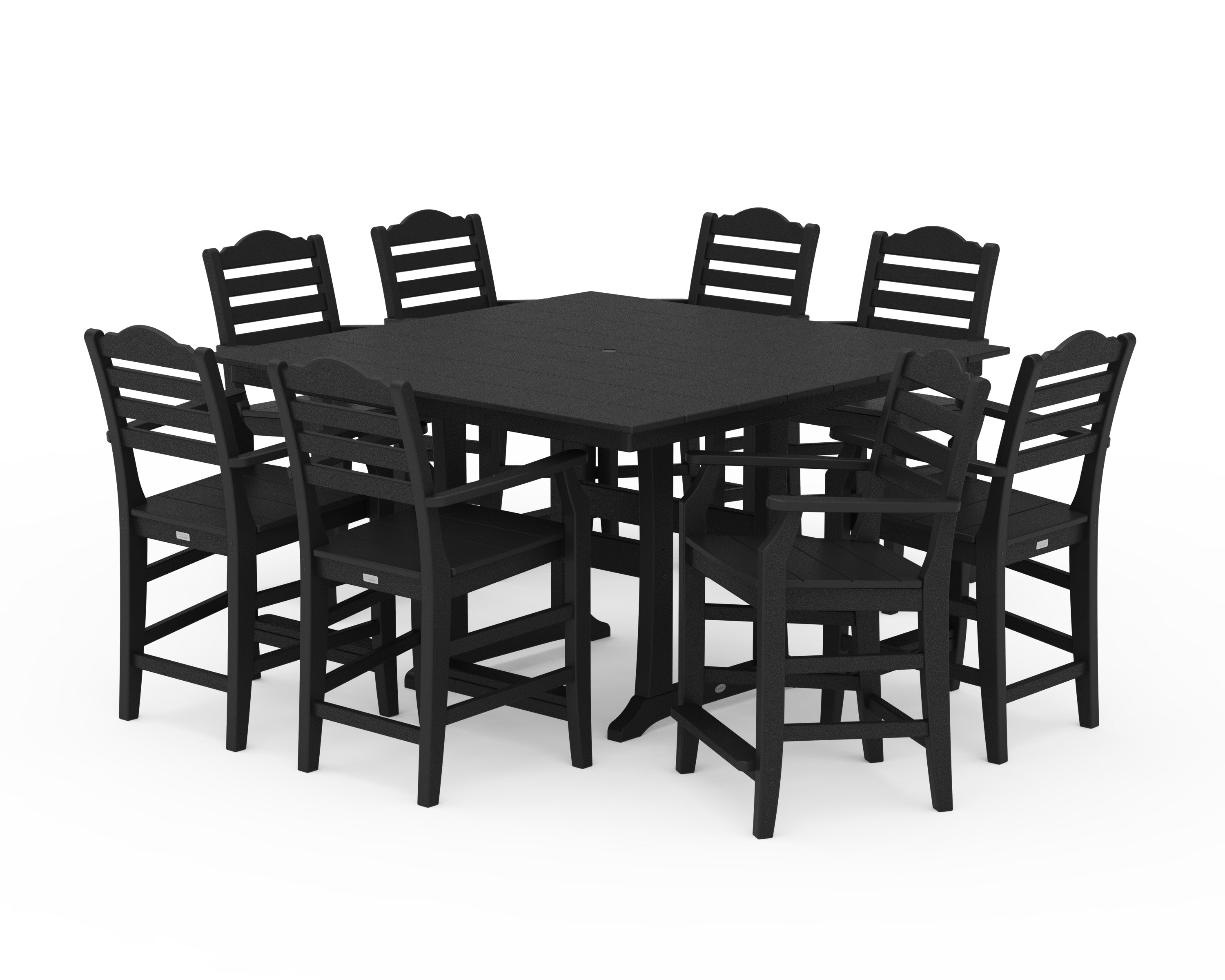 Savannah 9-Piece Square Farmhouse Counter Set with Trestle Legs in Black