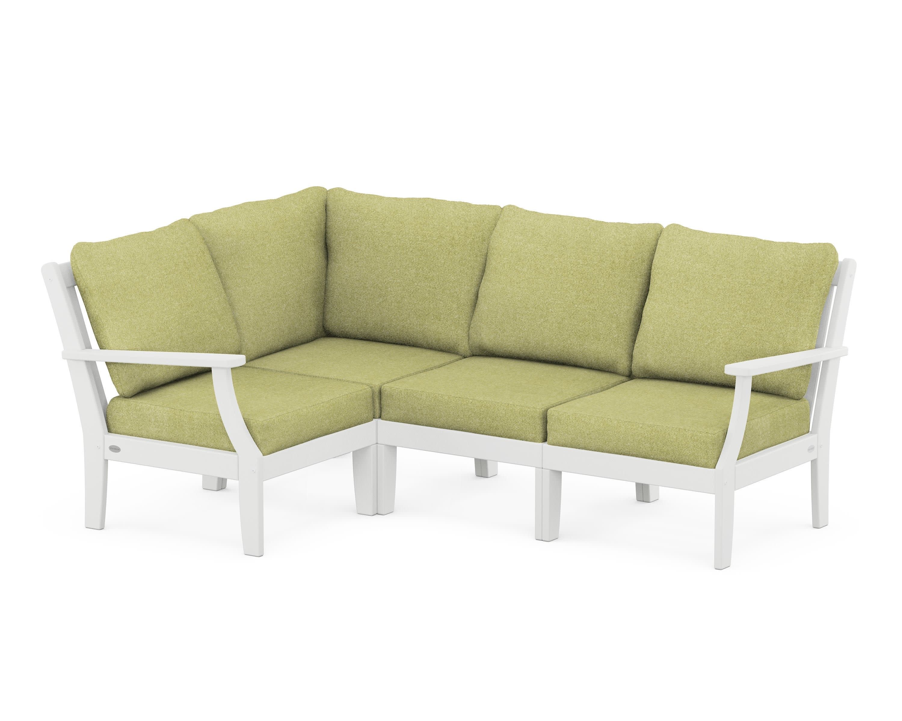 Braxton Modular 4-Piece Deep Seating Set in White / Chartreuse Boucle