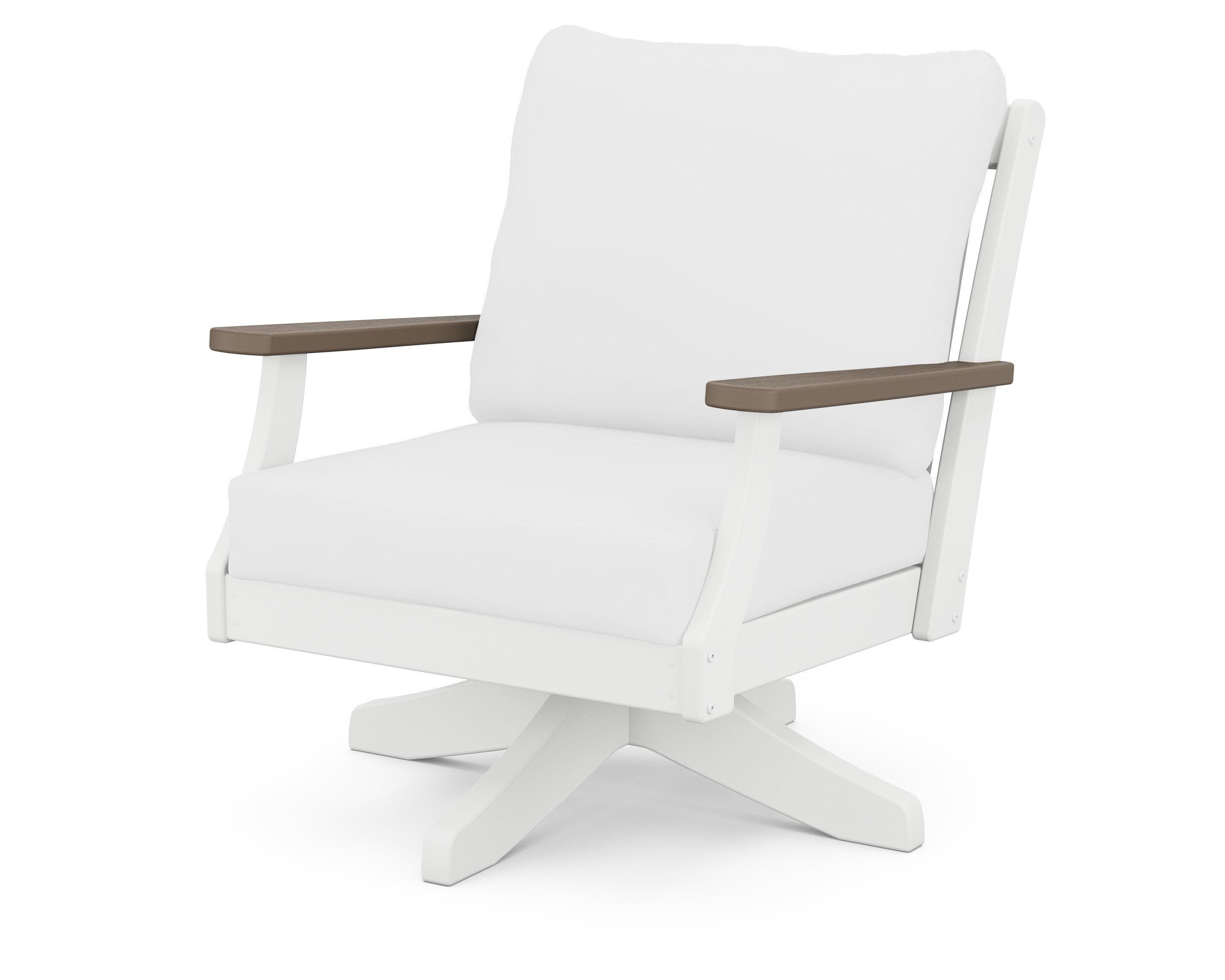 Braxton Deep Seating Swivel Chair in White / Kona / Natural