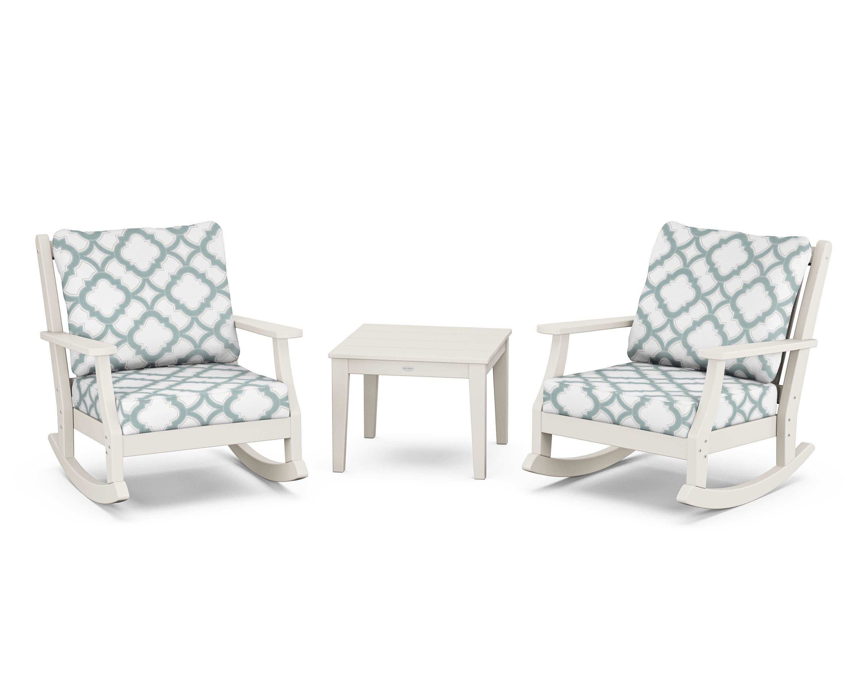 Wovendale 3-Piece Deep Seating Rocker Set in Sand / Trellis Glacier Spa