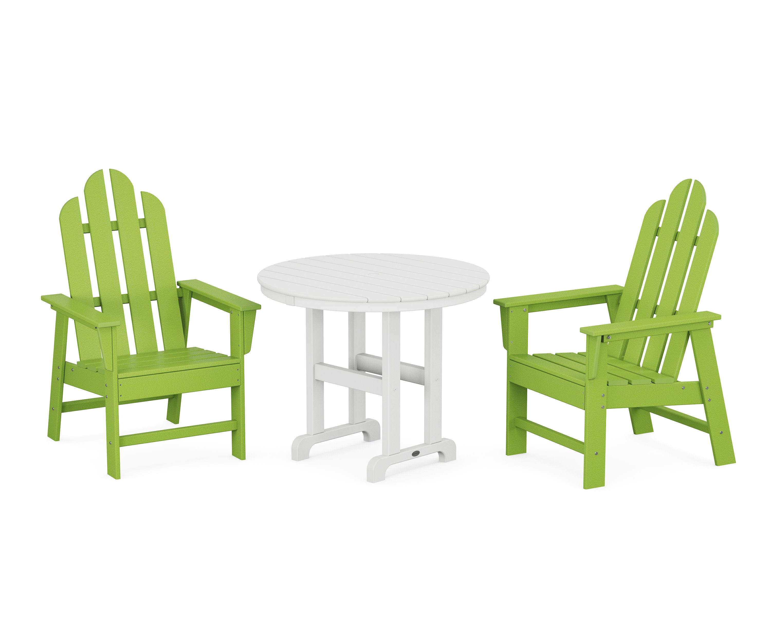 Long Island 3-Piece Round Dining Set in Lime / White