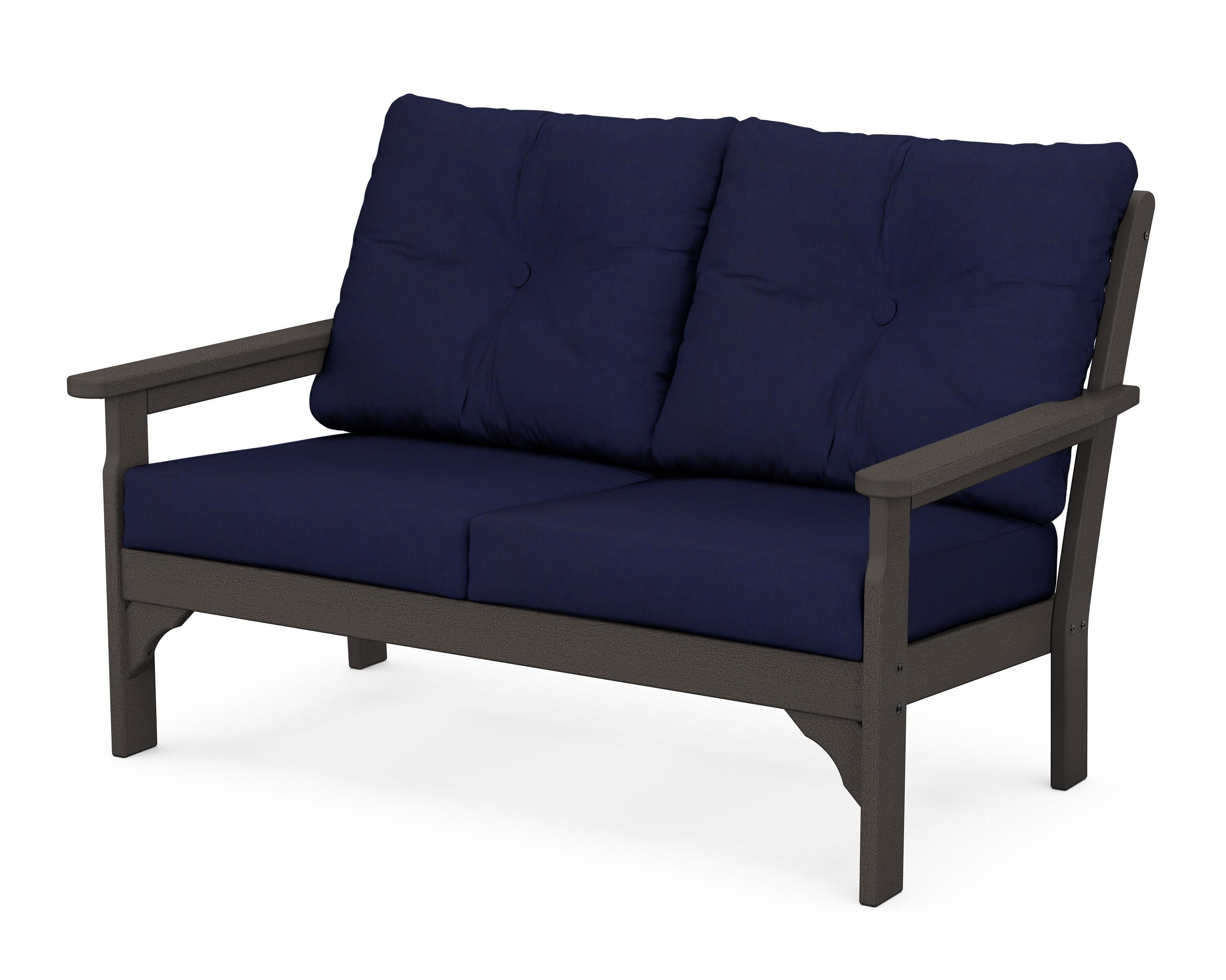 Vineyard Deep Seating Loveseat in Vintage Coffee / Navy