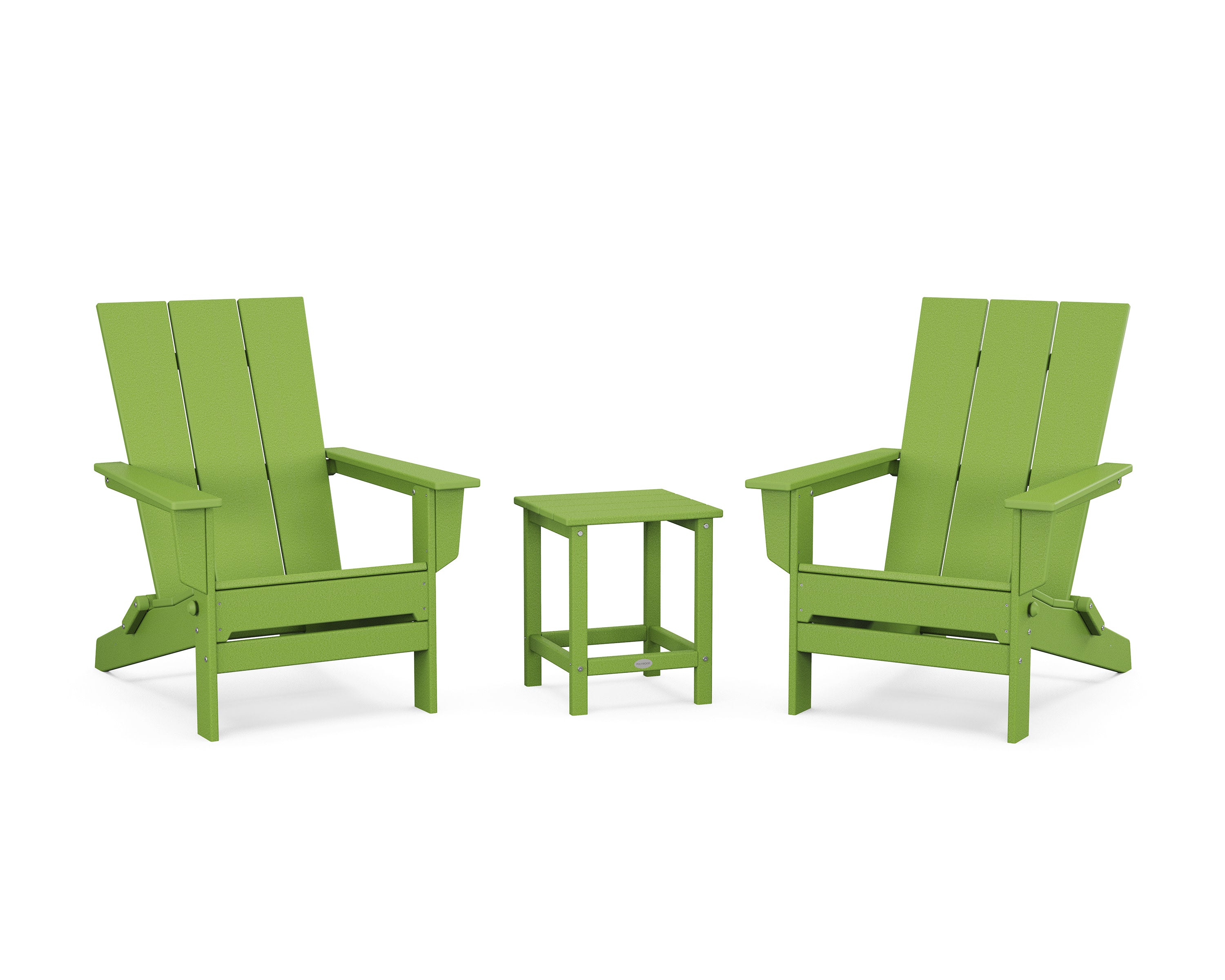 3-Piece Modern Studio Folding Adirondack Set in Lime