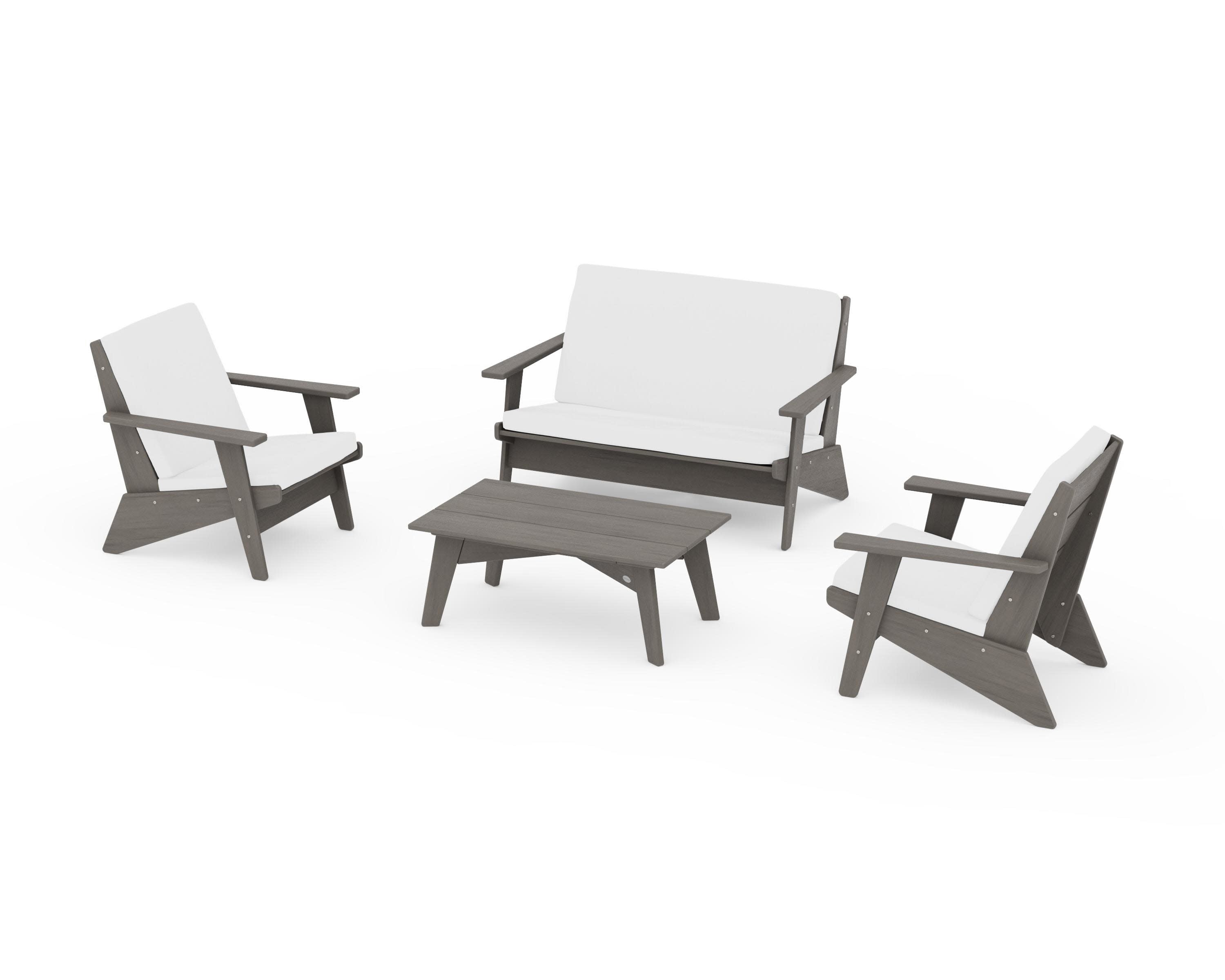 Riviera Modern Lounge 4-Piece Set in Driftwood / Natural