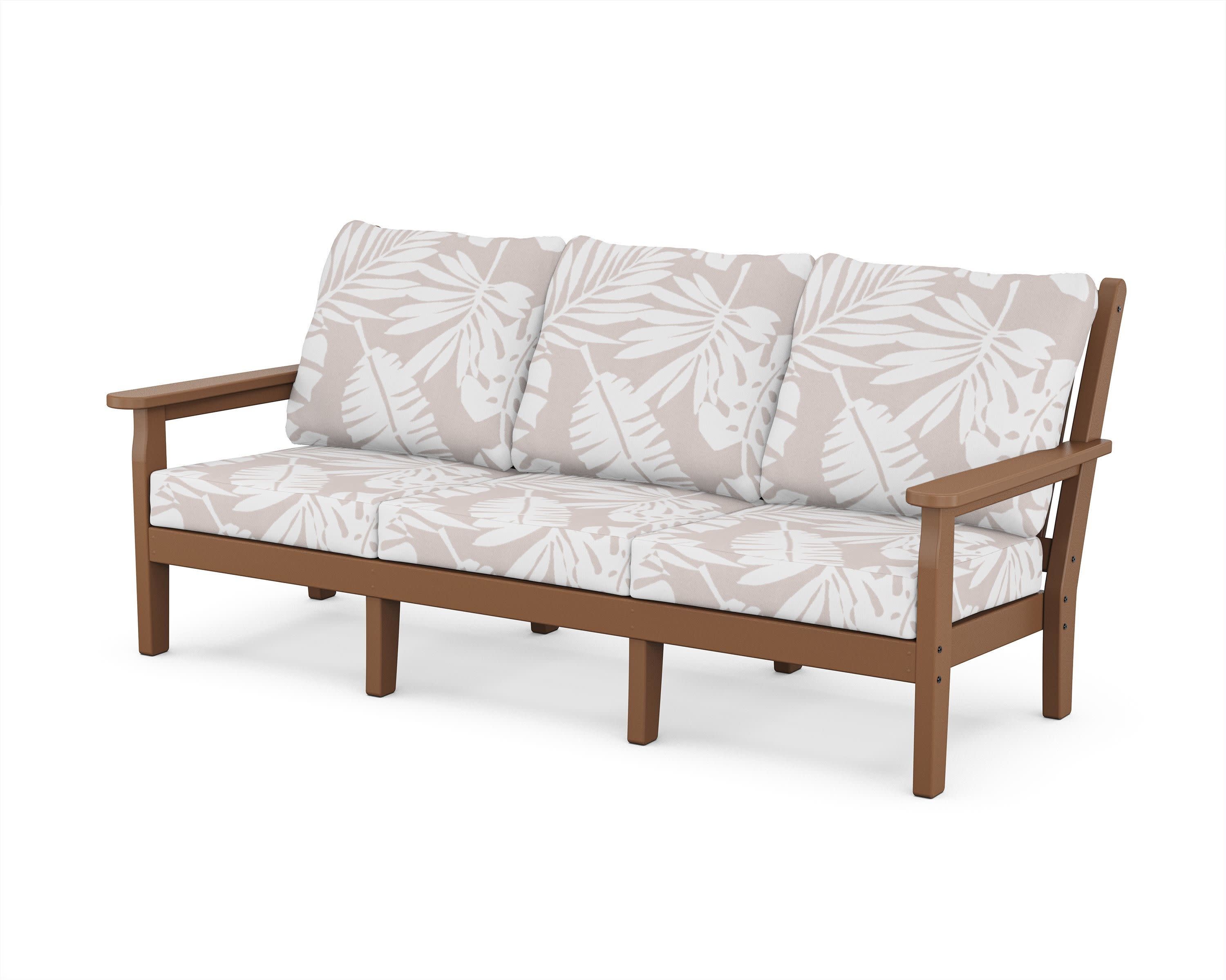 Chippendale Deep Seating Sofa in Teak / Leaf Dune Burlap