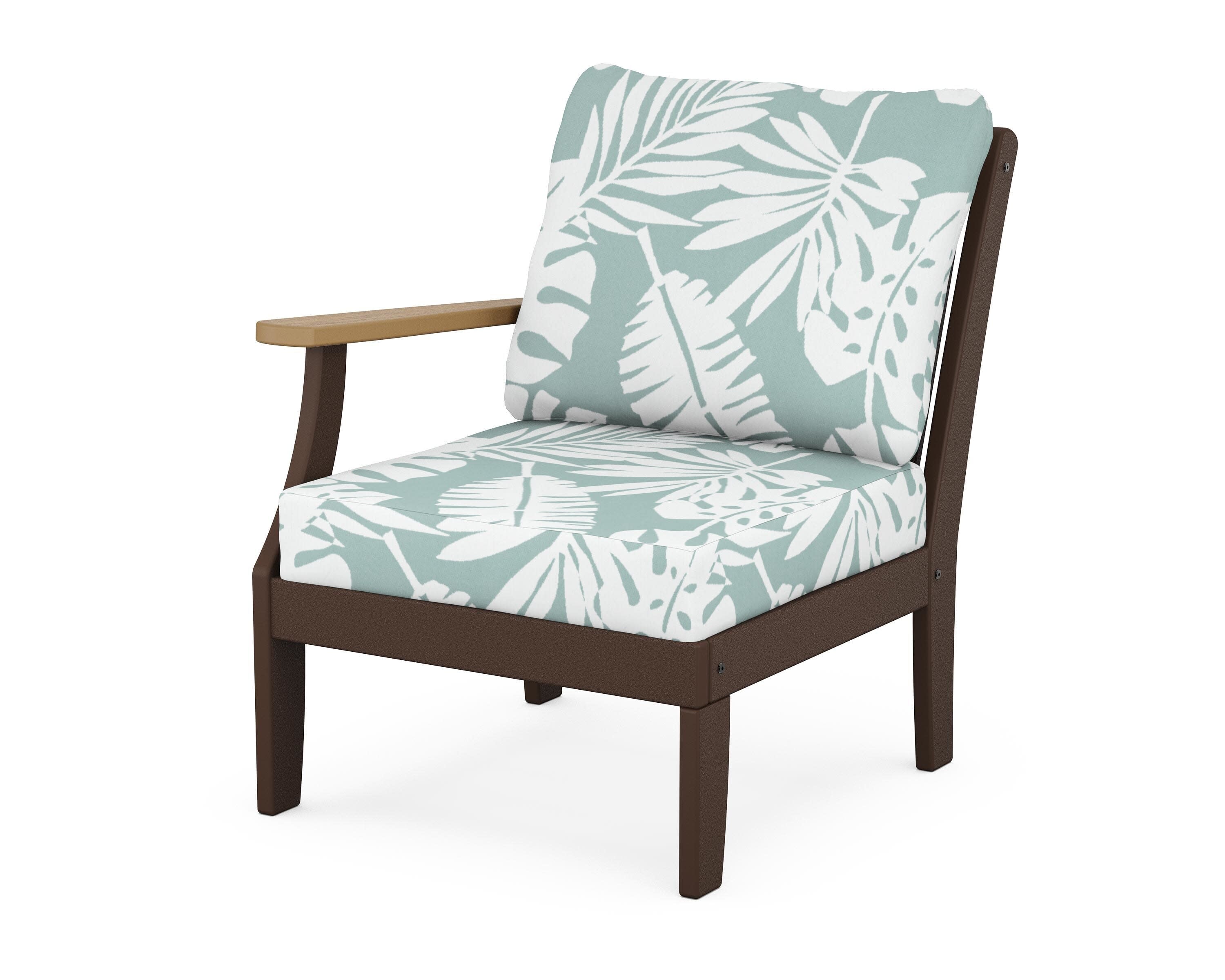 Braxton Modular Left Arm Chair in Mahogany / Natural / Leaf Glacier Spa