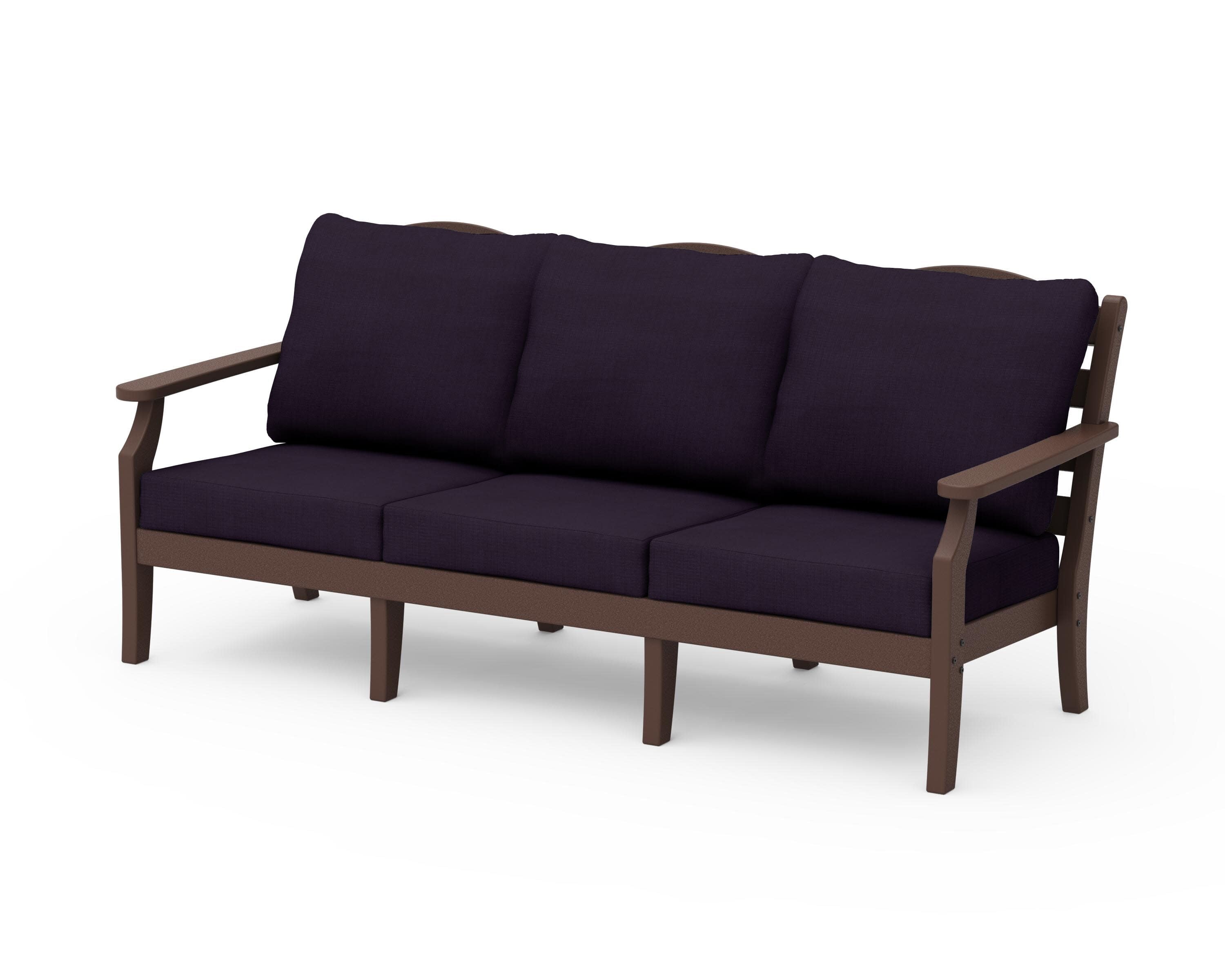 Savannah Deep Seating Sofa in Mahogany / Navy Linen