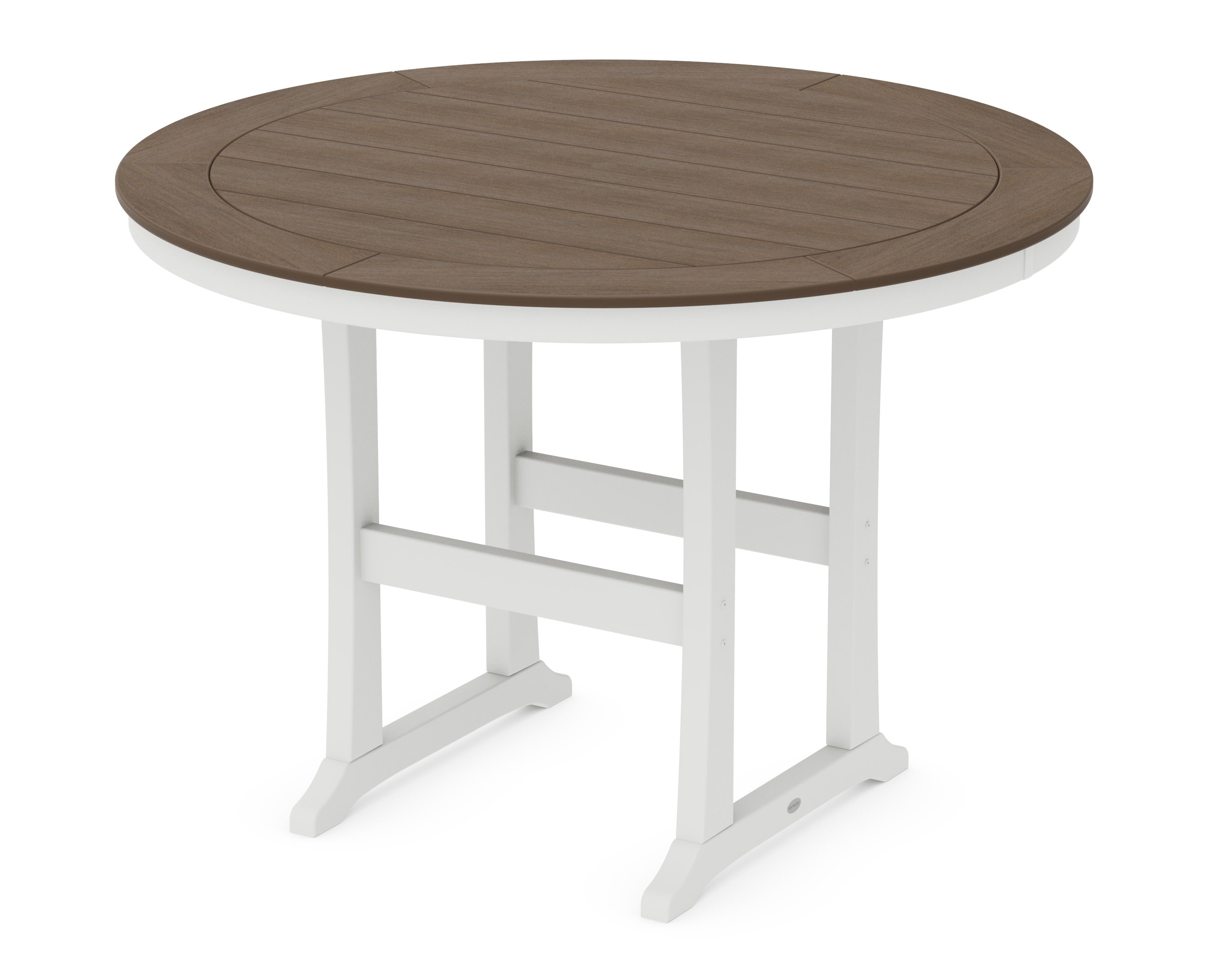 Nautical Trestle 60" Round Bar Table in White / Kona