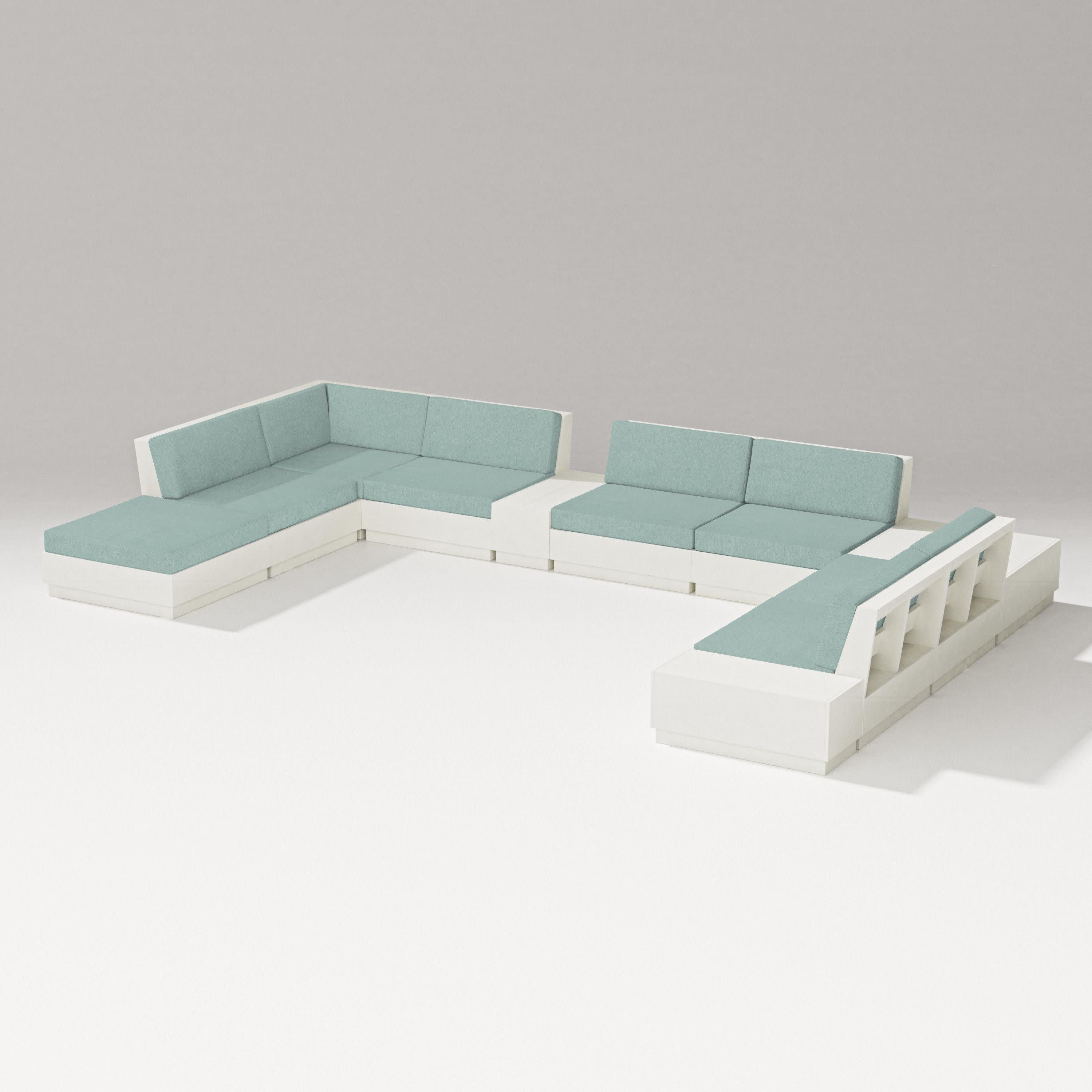 Elevate 11-Piece Conversation Sectional Set in Vintage White / Glacier Spa