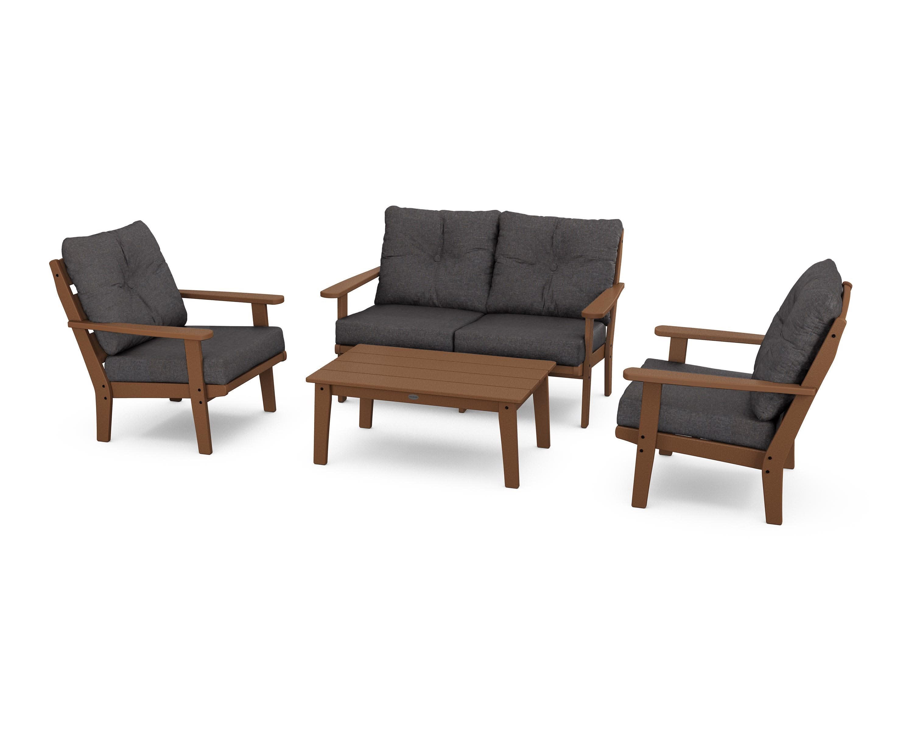 Lakeside 4-Piece Deep Seating Set in Teak / Ash Charcoal