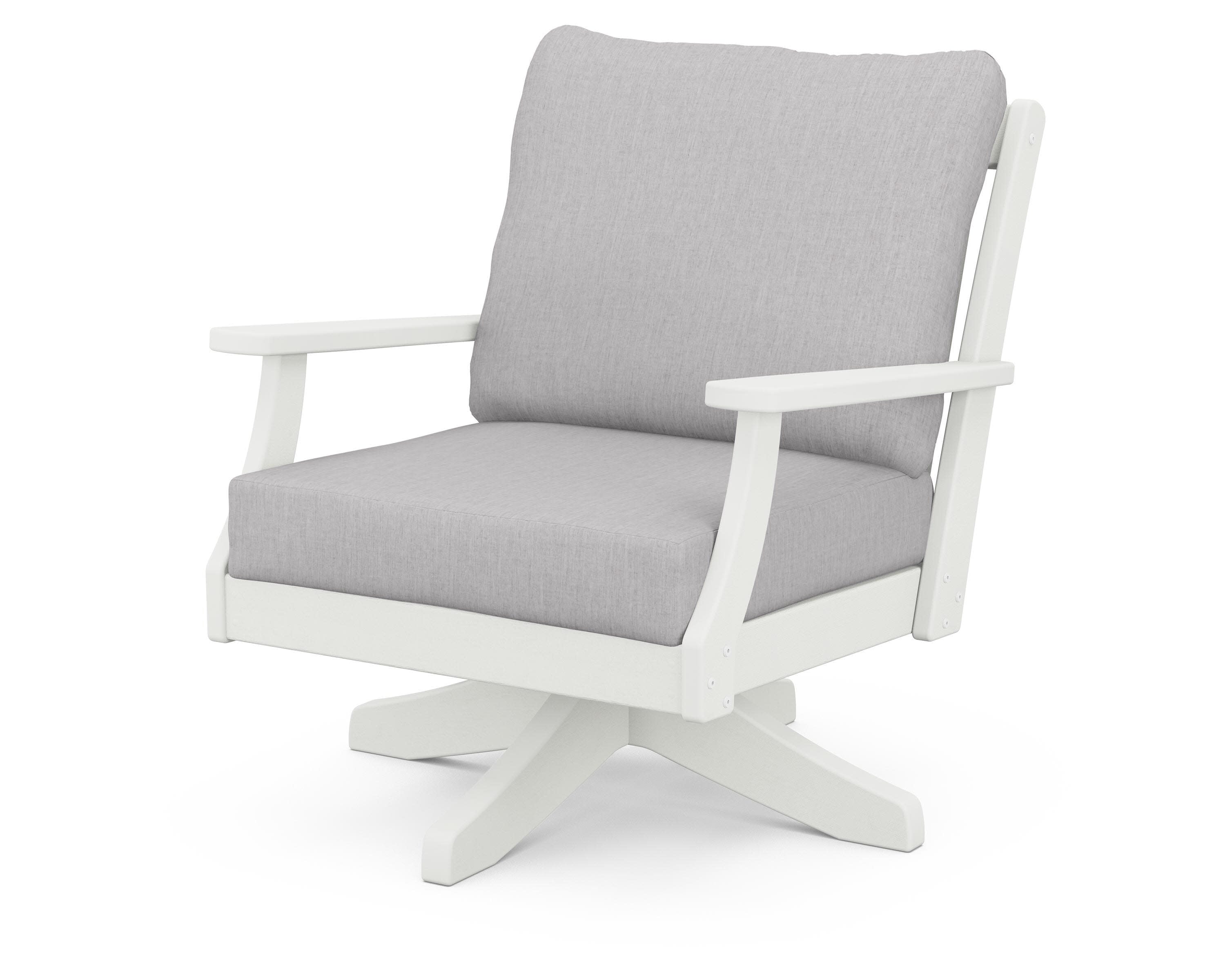 Braxton Deep Seating Swivel Chair in Vintage White / Granite