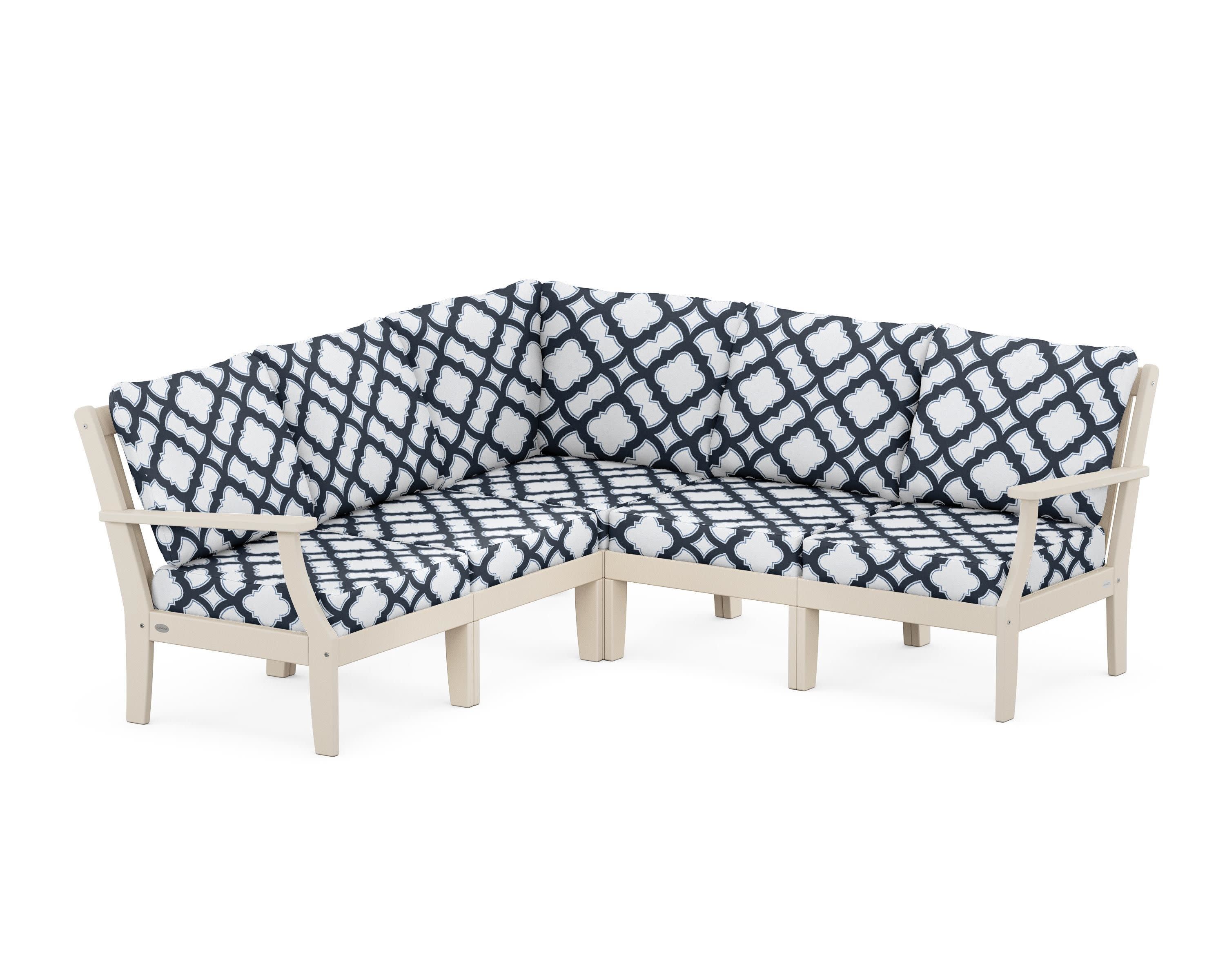 Braxton Modular 5-Piece Deep Seating Set in Sand / Trellis Marine Indigo