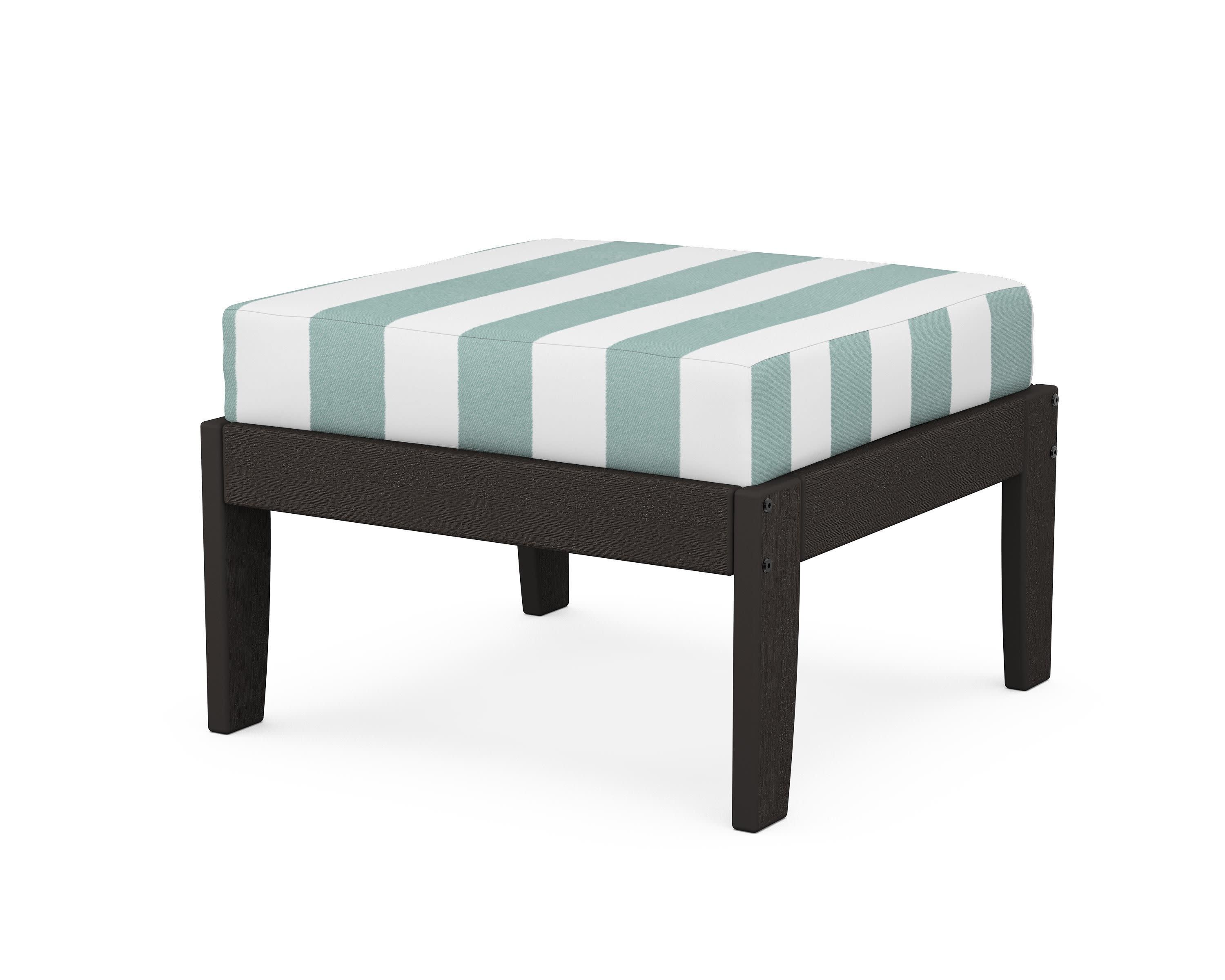 Modular Ottoman - Classic in Vintage Coffee / Cabana Stripe Glacier Spa