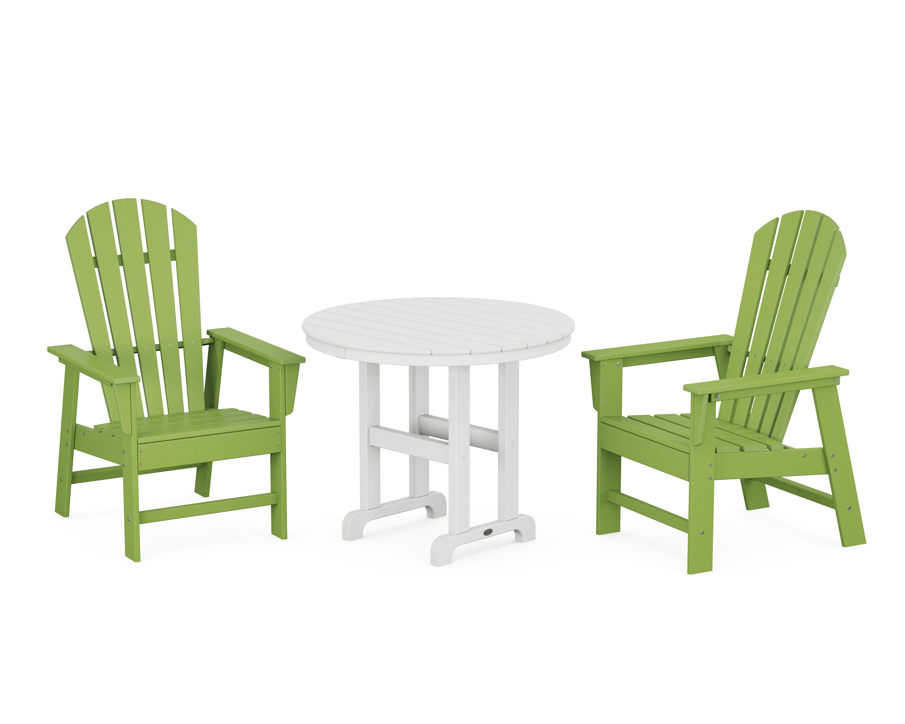 South Beach 3-Piece Round Farmhouse Dining Set in Lime / White