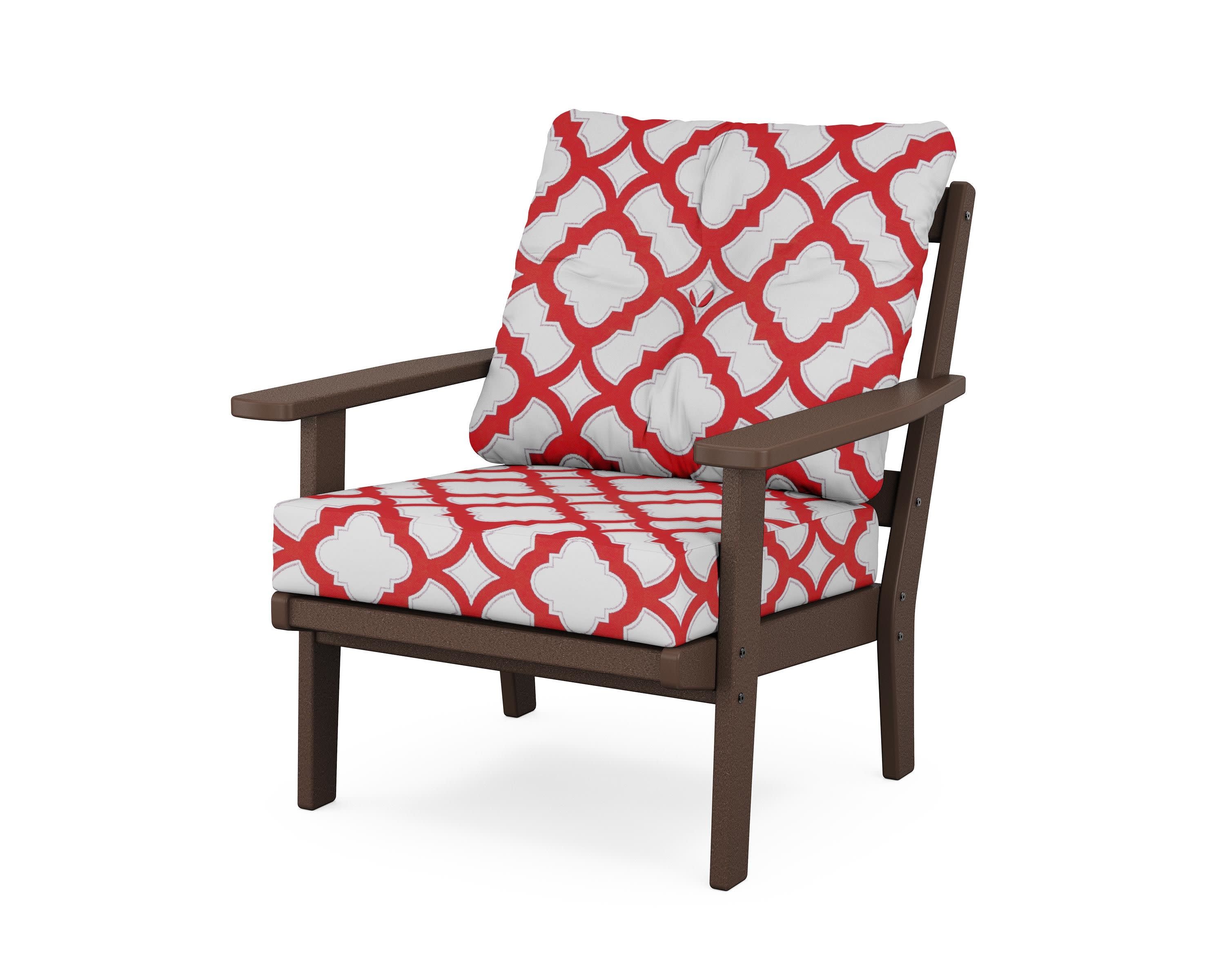 Oxford Deep Seating Chair in Mahogany / Trellis Crimson