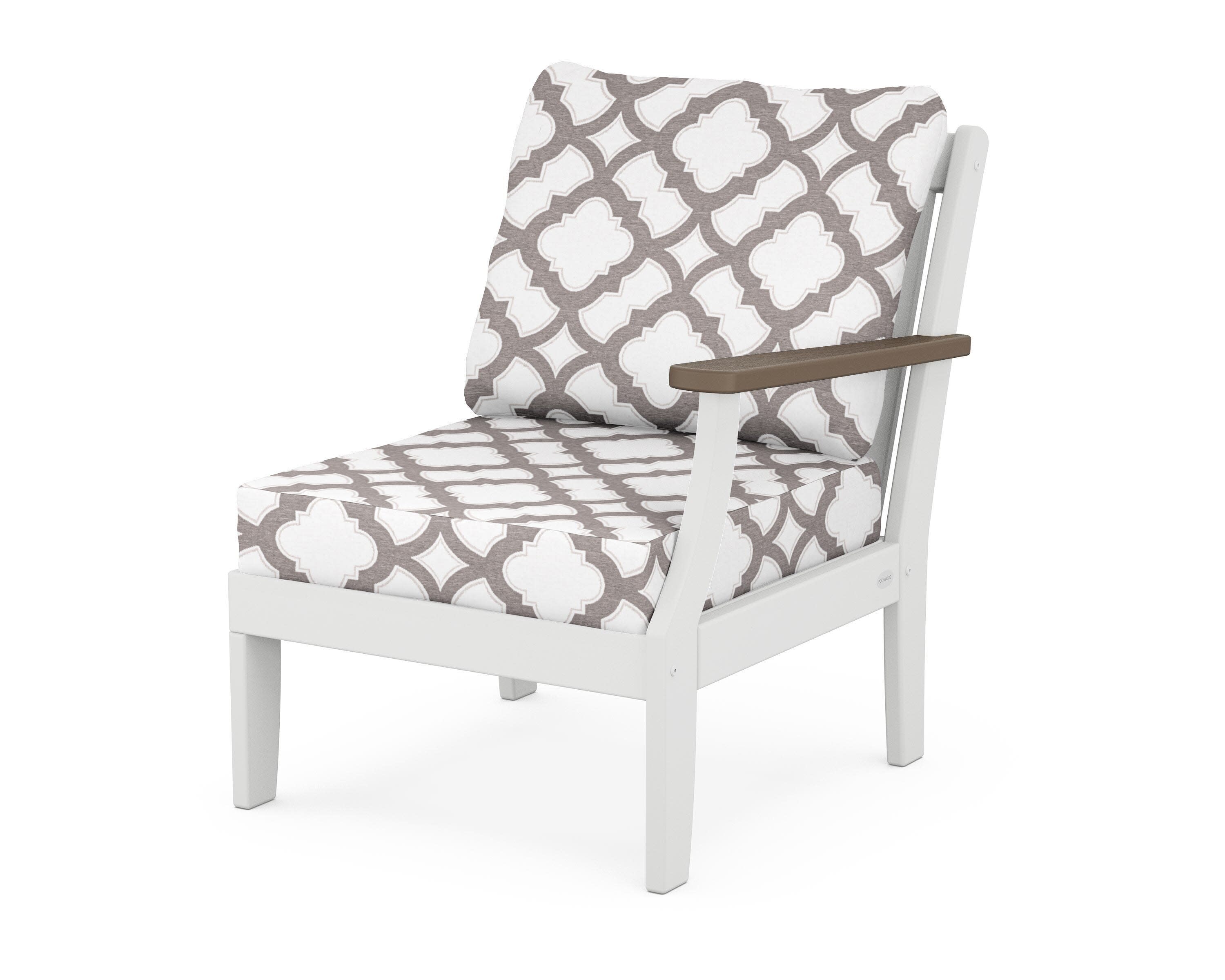 Braxton Modular Right Arm Chair in White / Kona / Trellis Grey Mist