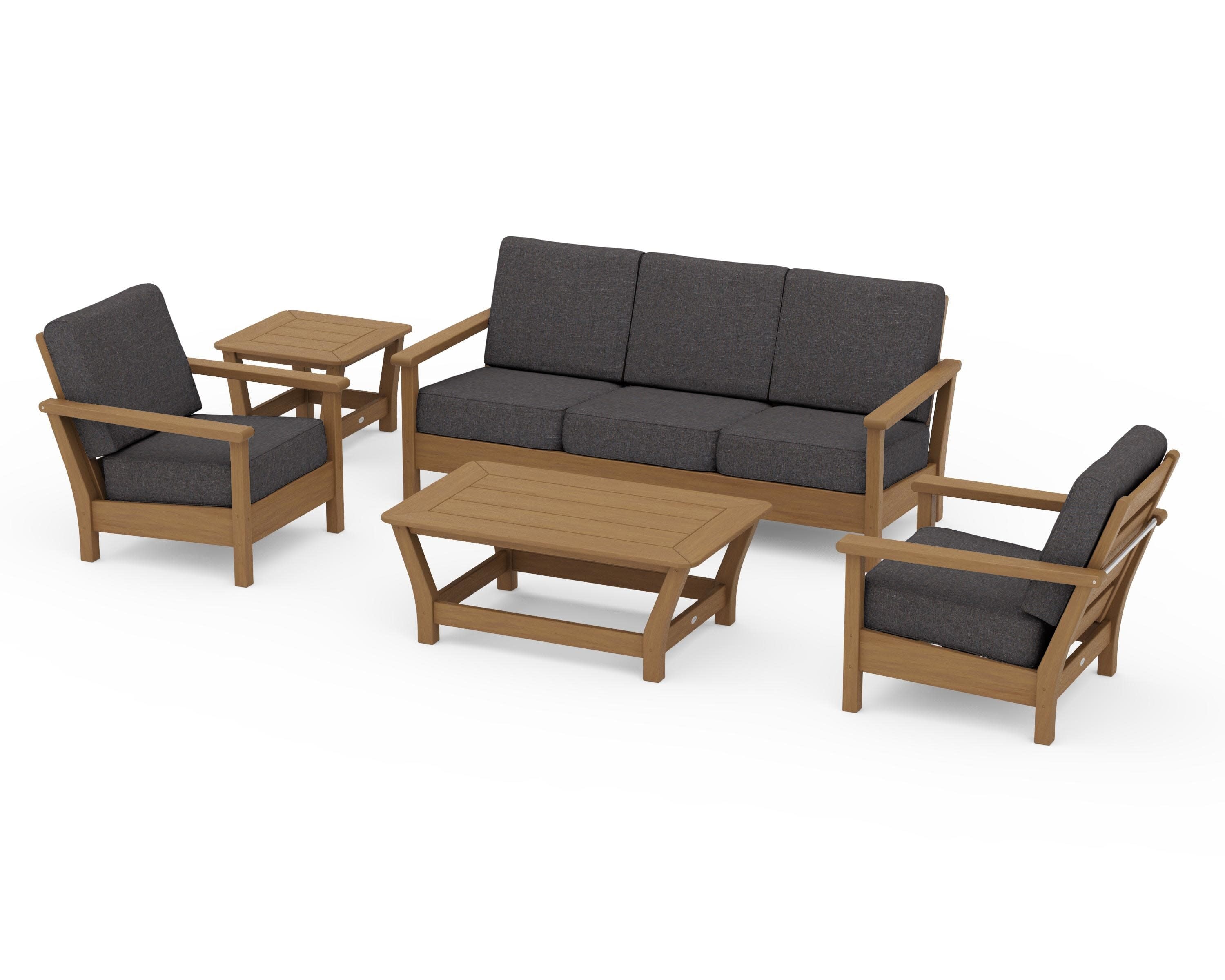 Harbour 5-Piece Deep Seating Set in Natural / Ash Charcoal