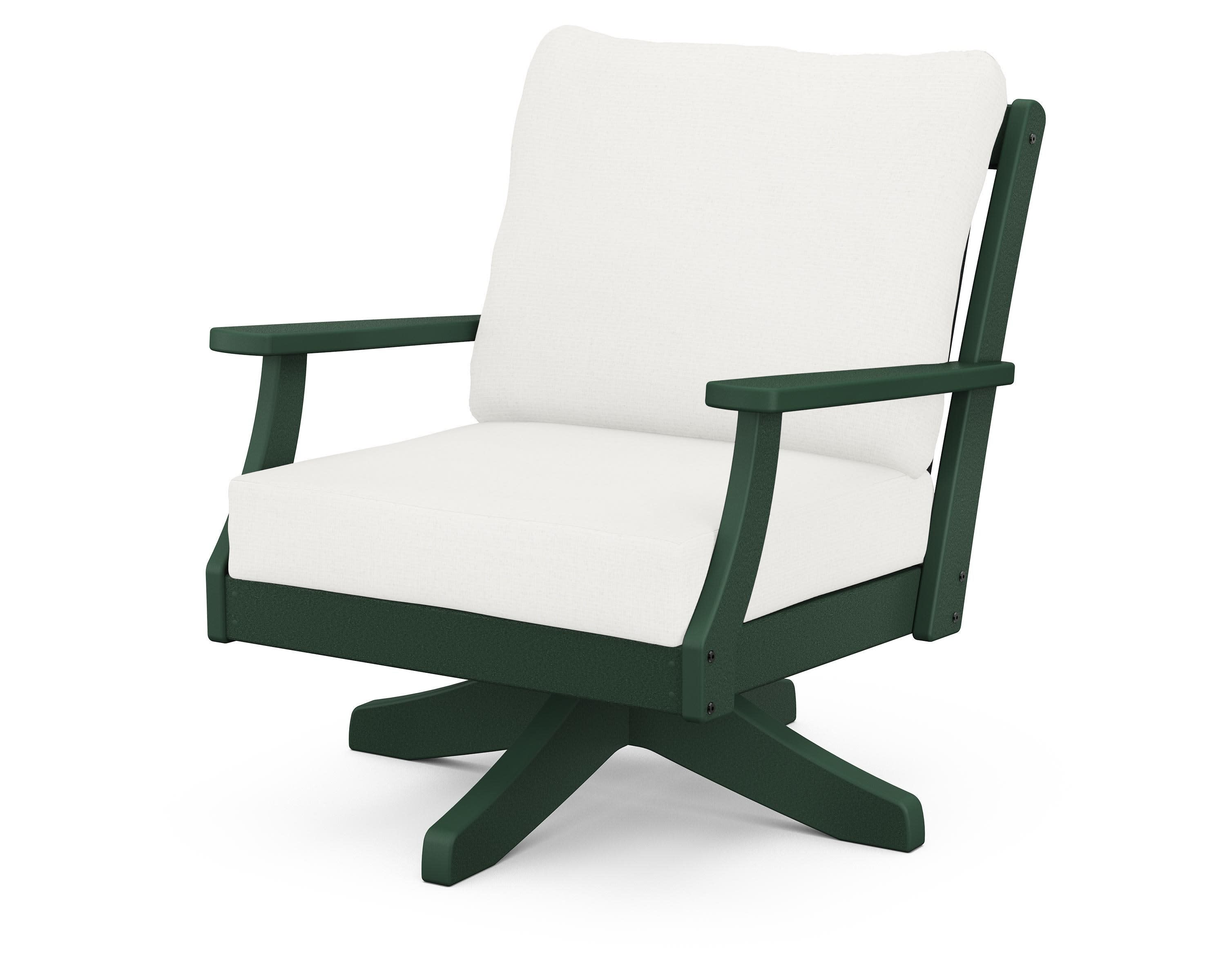 Braxton Deep Seating Swivel Chair in Green / Natural Linen